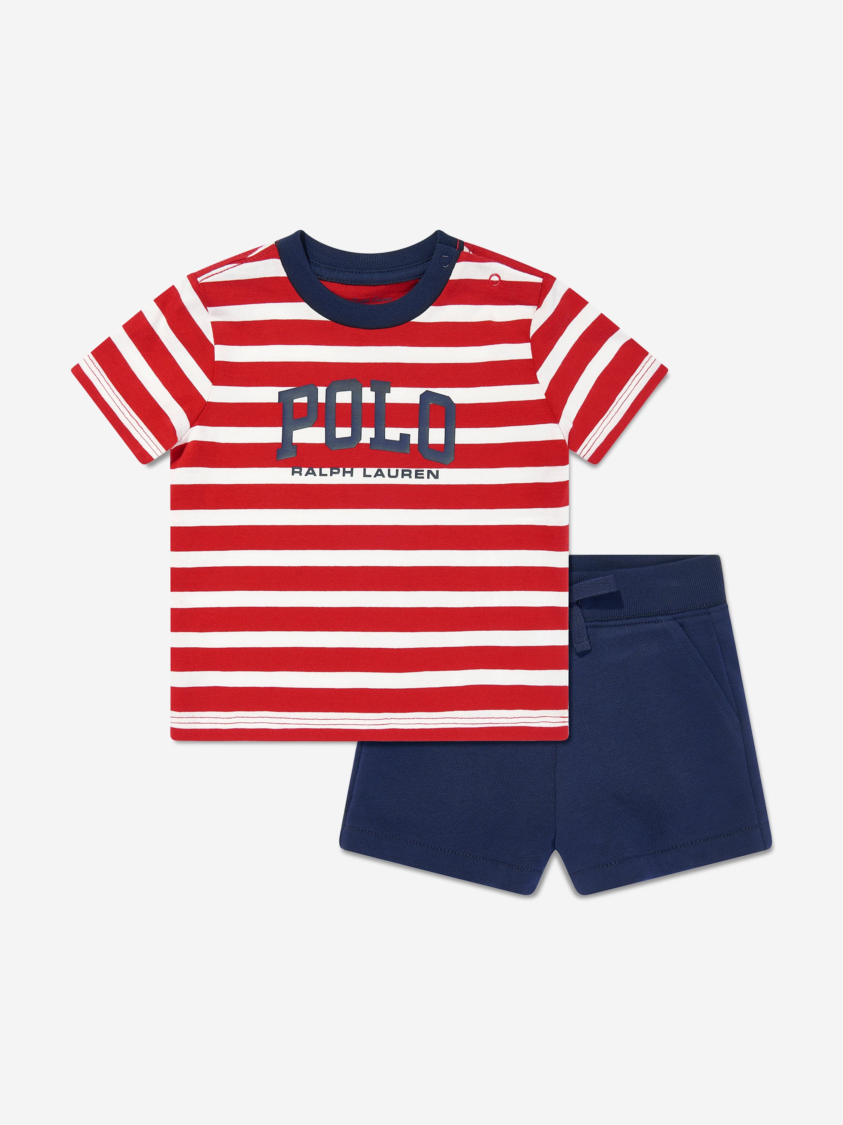 Red “RUN” Summer Polo Dress Set for Baby Boy – 2 Piece Outfit