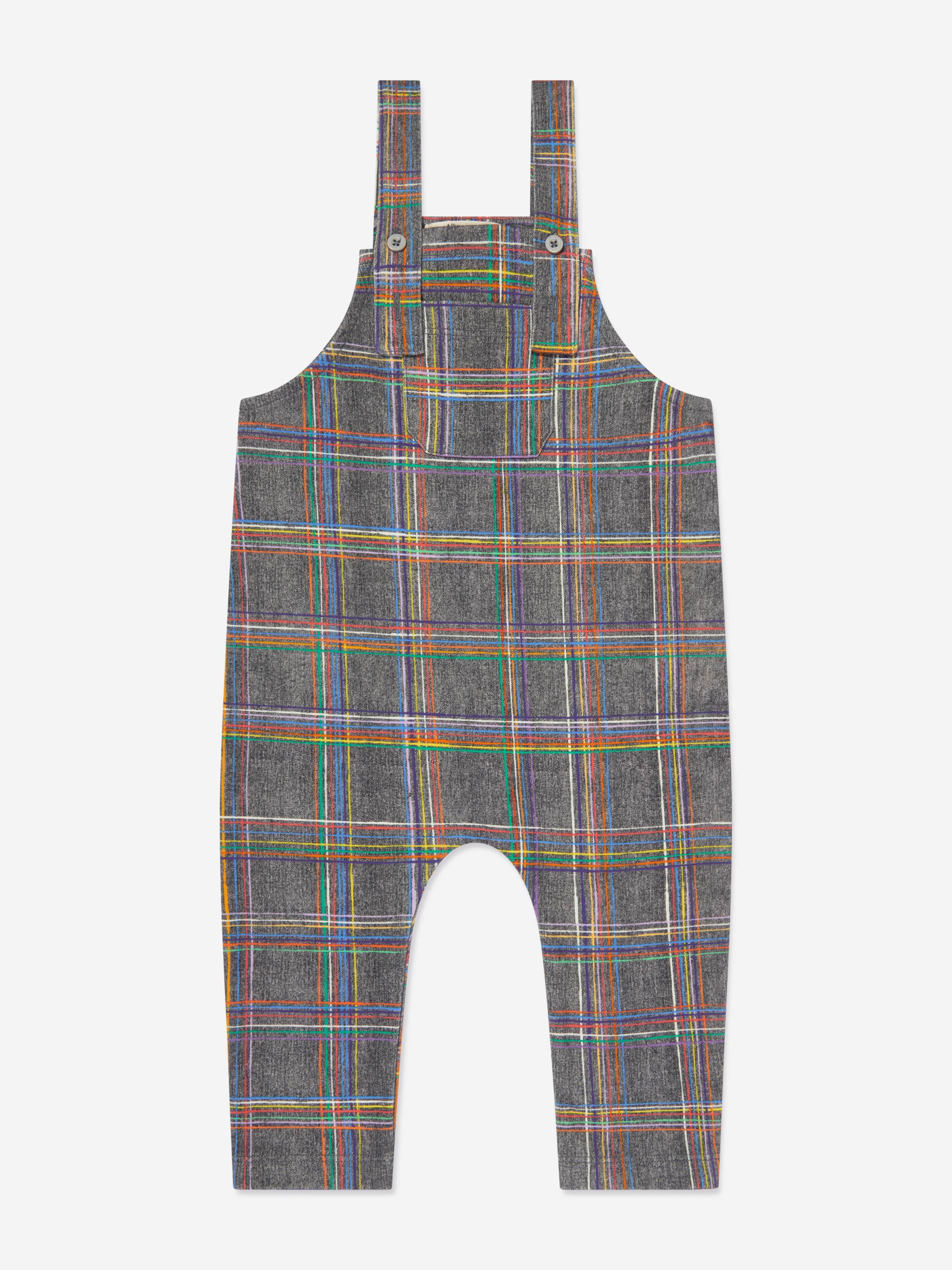 Kids Tartan Dungarees in Grey Childsplay Clothing