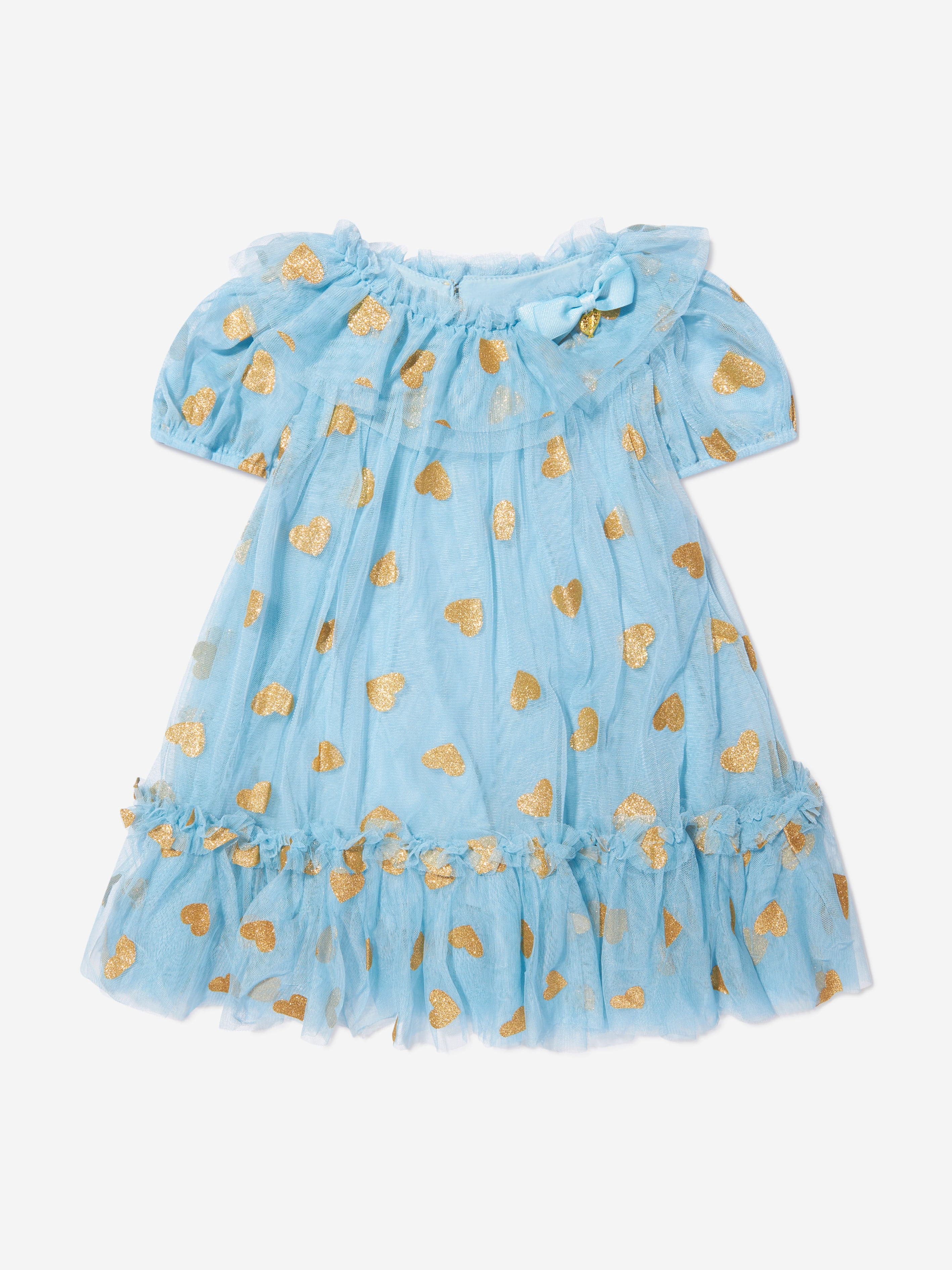 Angels Face Girls Remi Foil Floral Print Ruffle Dress in Orange