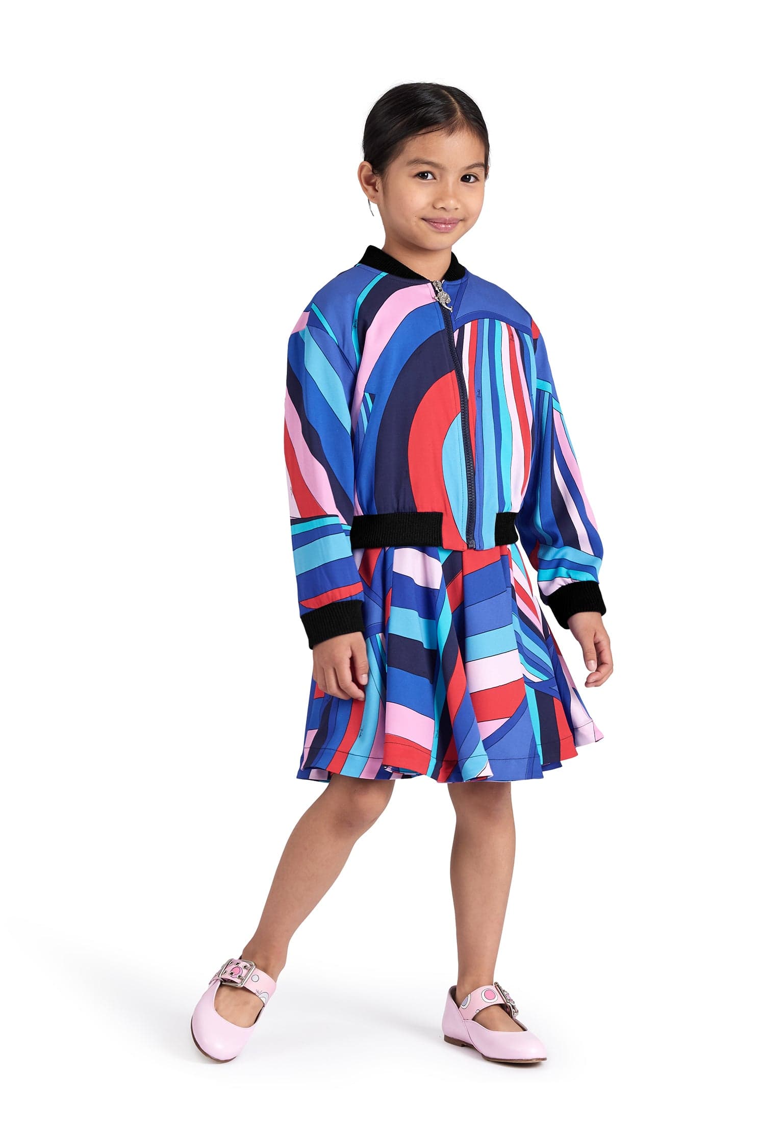 Girls Iride Print Zip Up Jacket in Multicolour