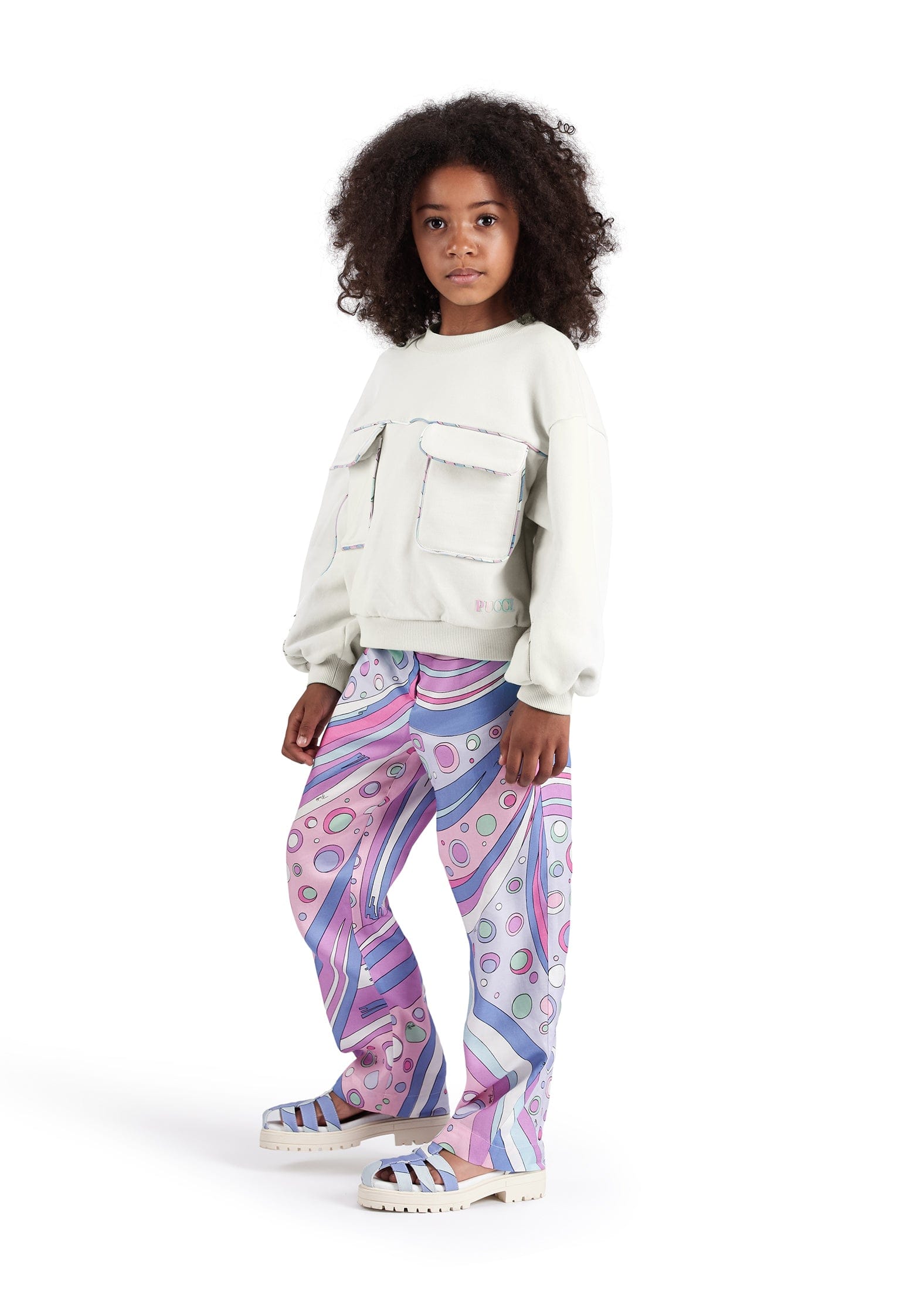 Girls Cotton Fontane Print Trousers in Pink