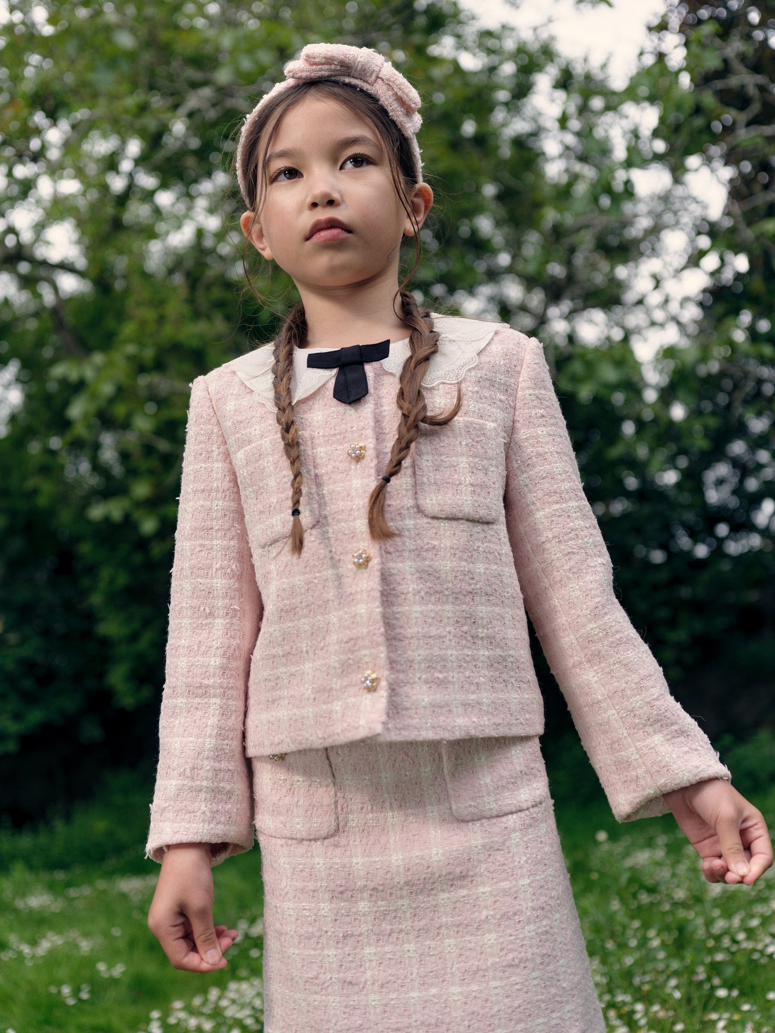 Pink boucle jacket uk hot sale