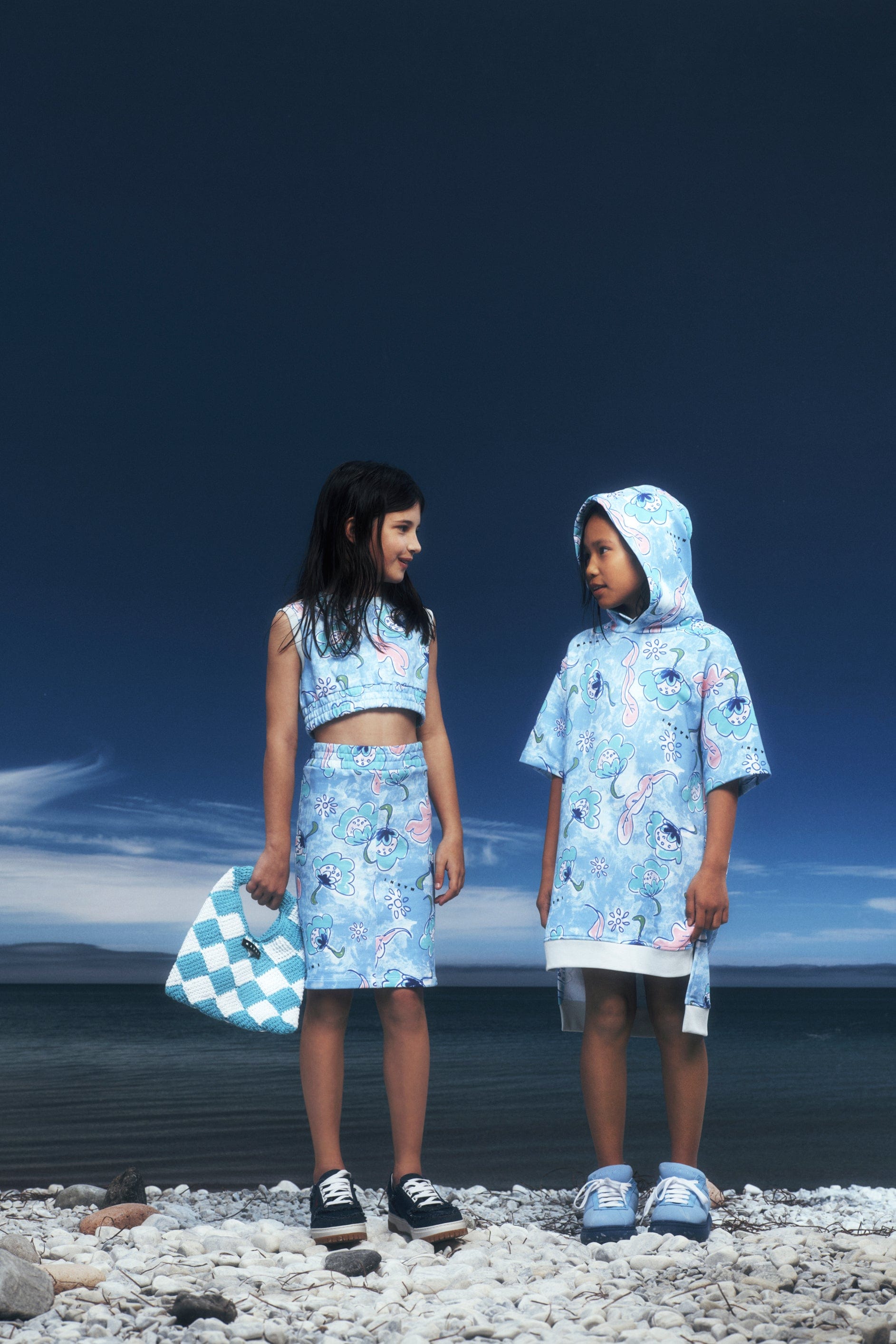 MARNI KIDS MARNI Girls Diamond Crochet Bag in Blue (25cm