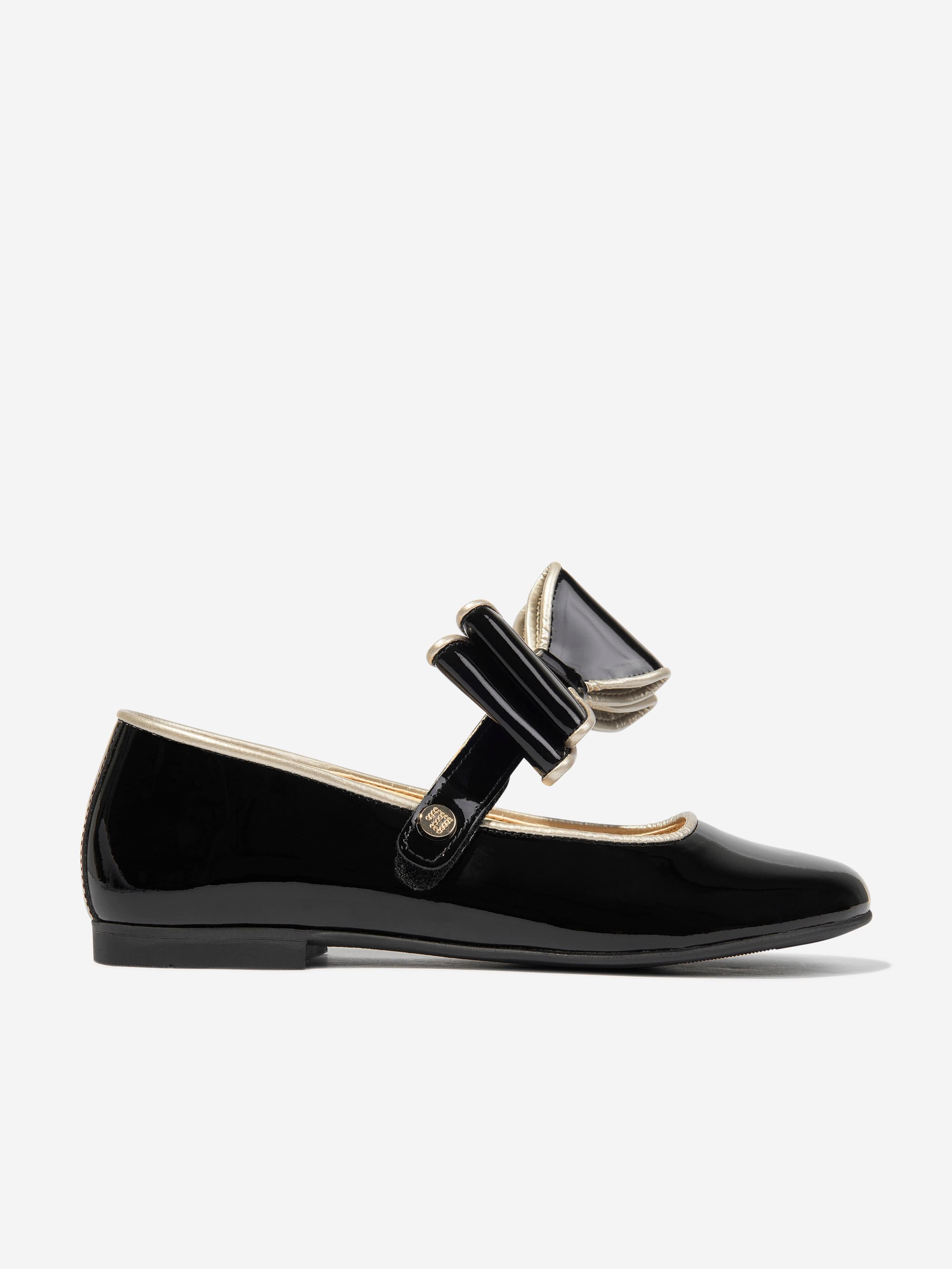 Andanines Girls Leather Mary Jane Bow Shoes in Black Childsplay Clothing