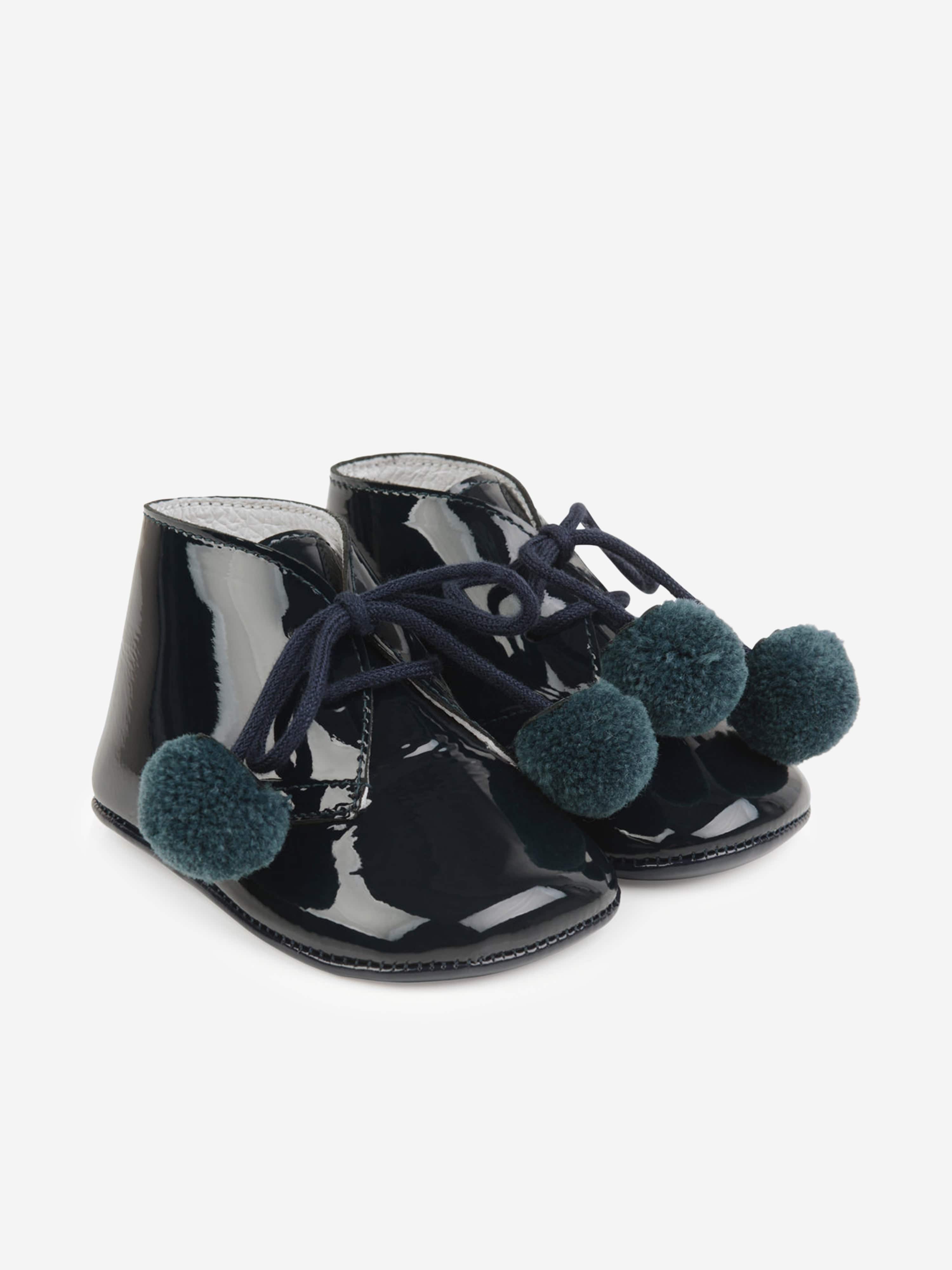 Andanines Baby patent Pom Pom Booties Childsplay Clothing