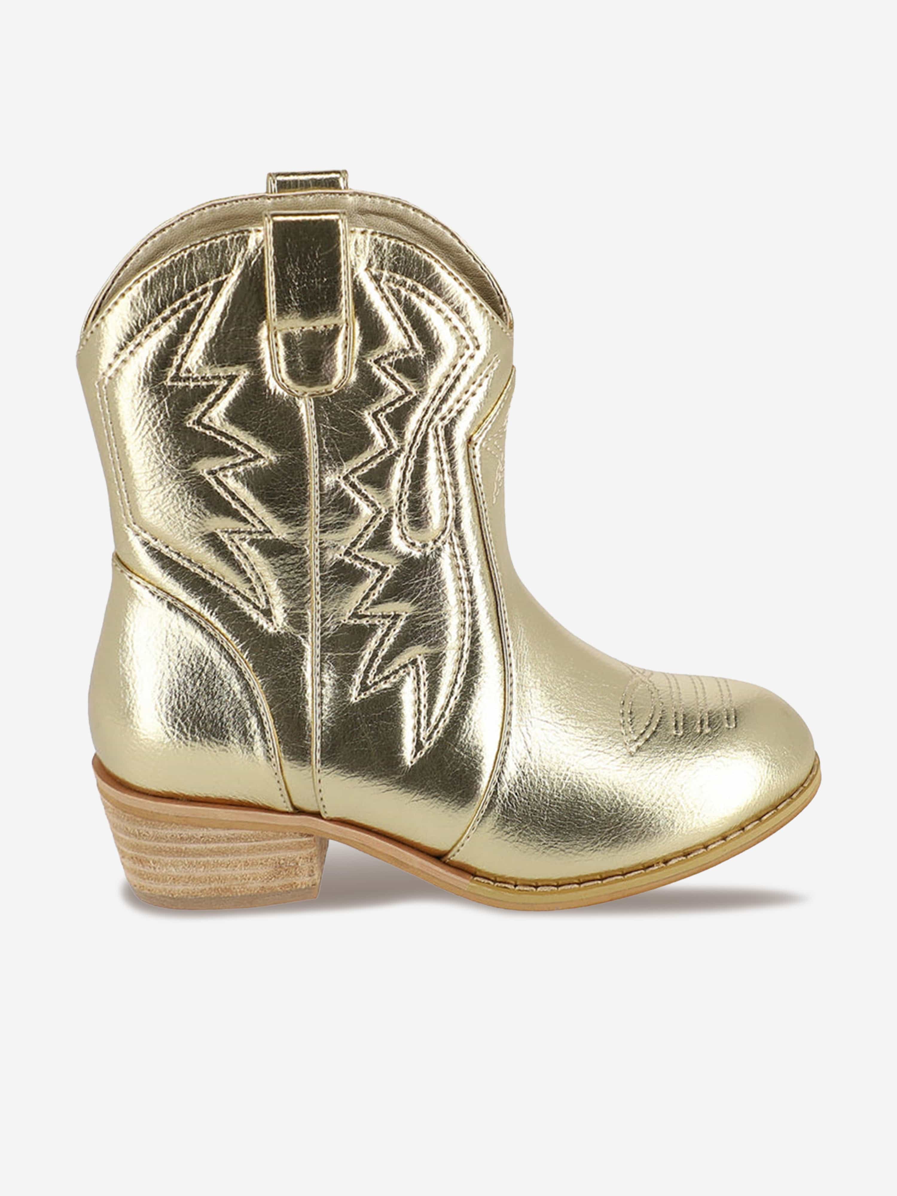 Angels Face Angels Face Girls Soraya Metallic Cowboy Boots in Gold