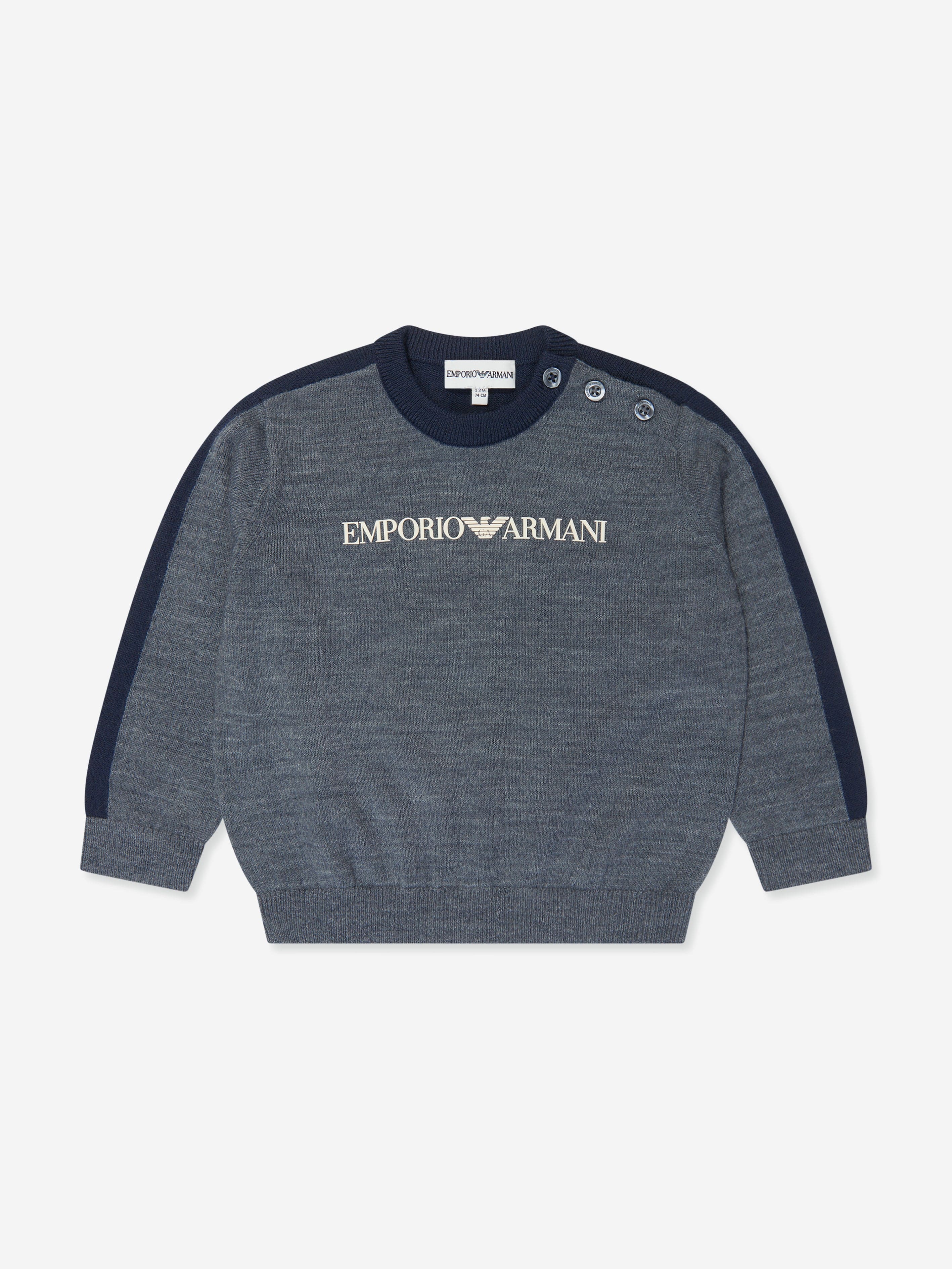 Emporio Armani Emporio Armani Baby Boys Wool Jumper in Grey Childsplay Clothing