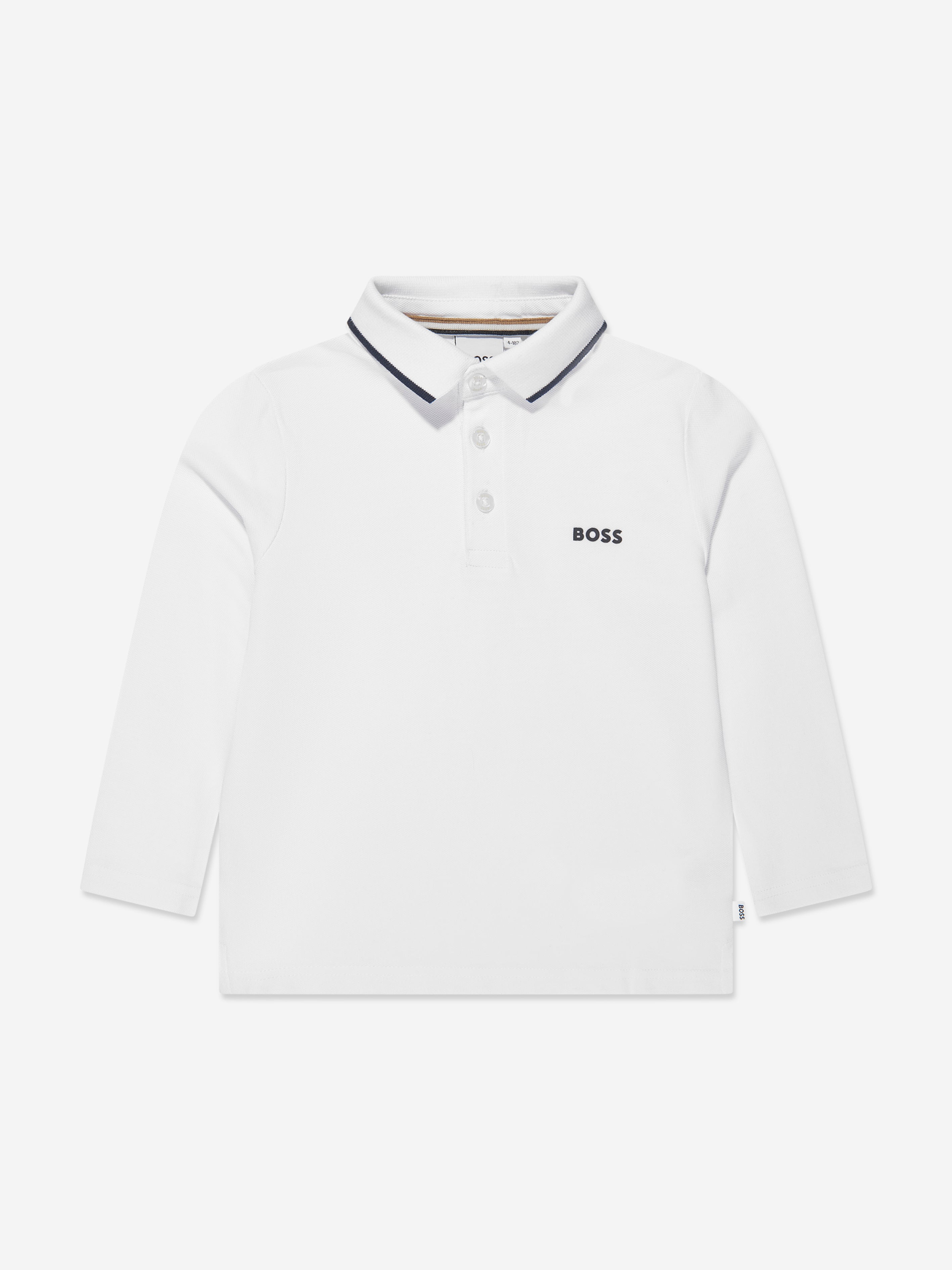 Boys Long Sleeve Polo Shirt in White | Childsplay Clothing