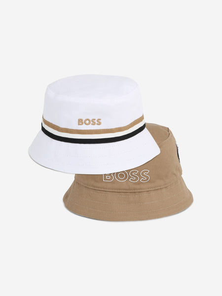 Baby Boys Reversible Bucket Hat in White