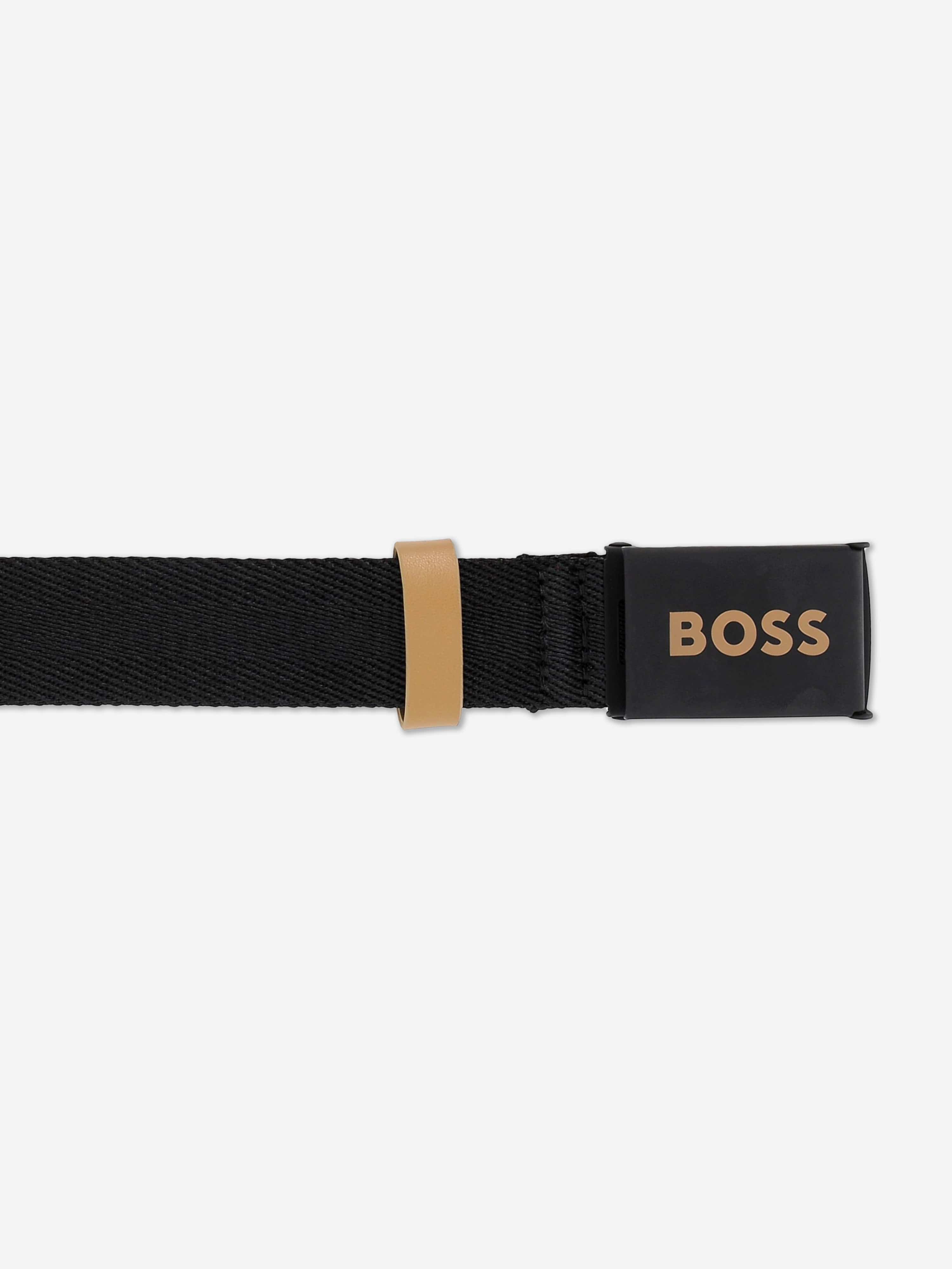 BOSS BOSS Boys Textured Belt in Black Childsplay Clothing