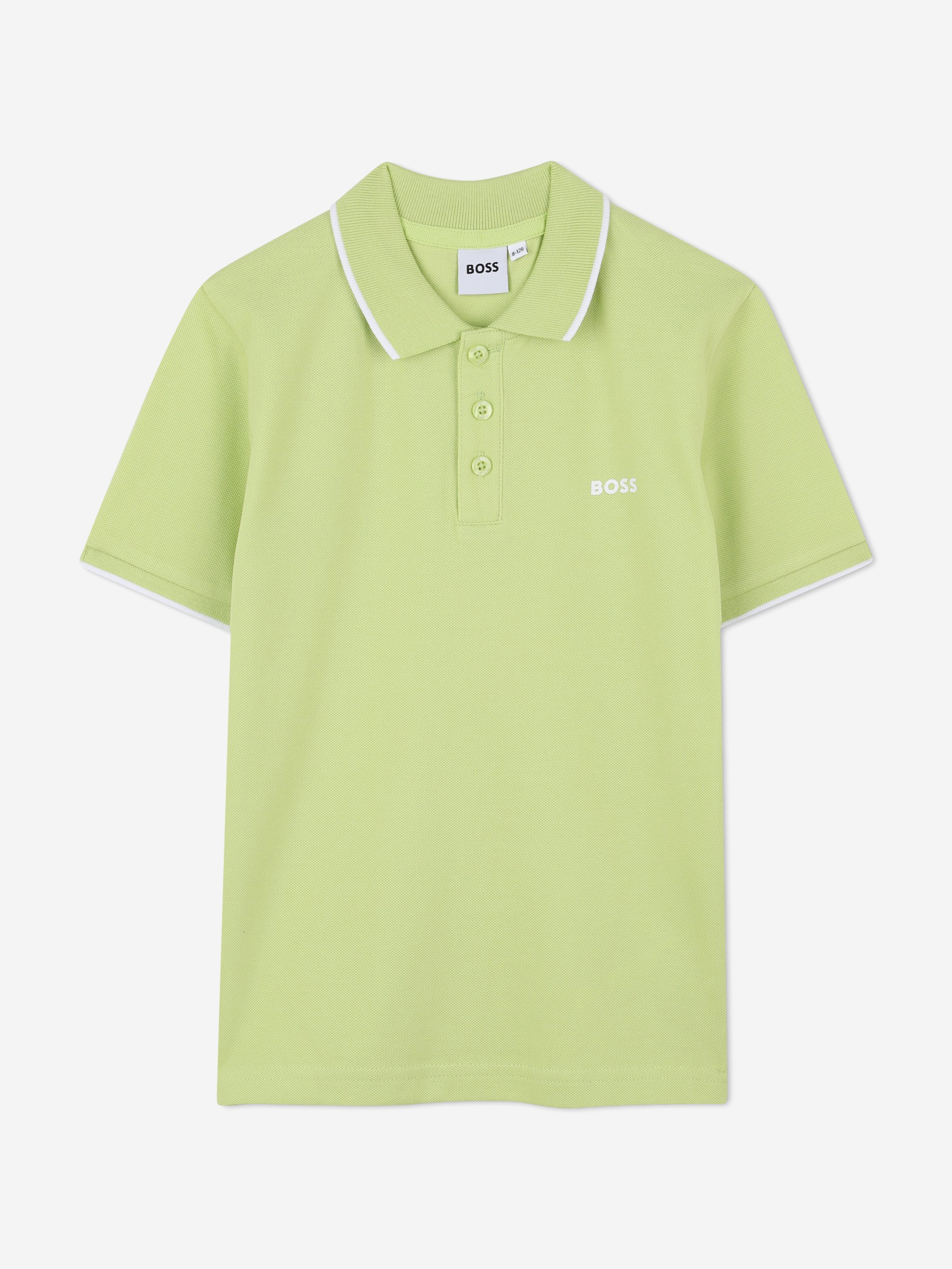 BOSS BOSS Boys Logo Print Polo Shirt in Green Childsplay Clothing