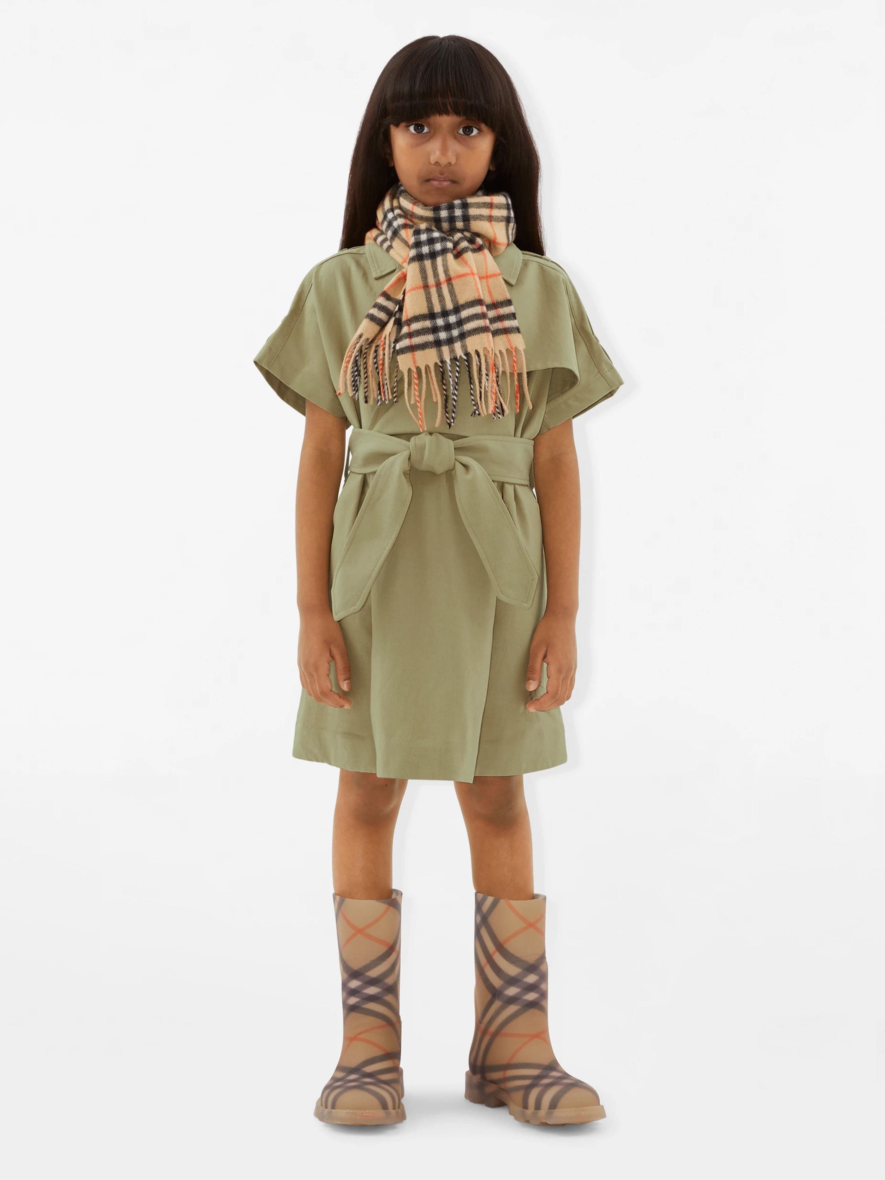 Burberry Kids Check Cashmere Scarf in Beige | Childsplay Clothing UK