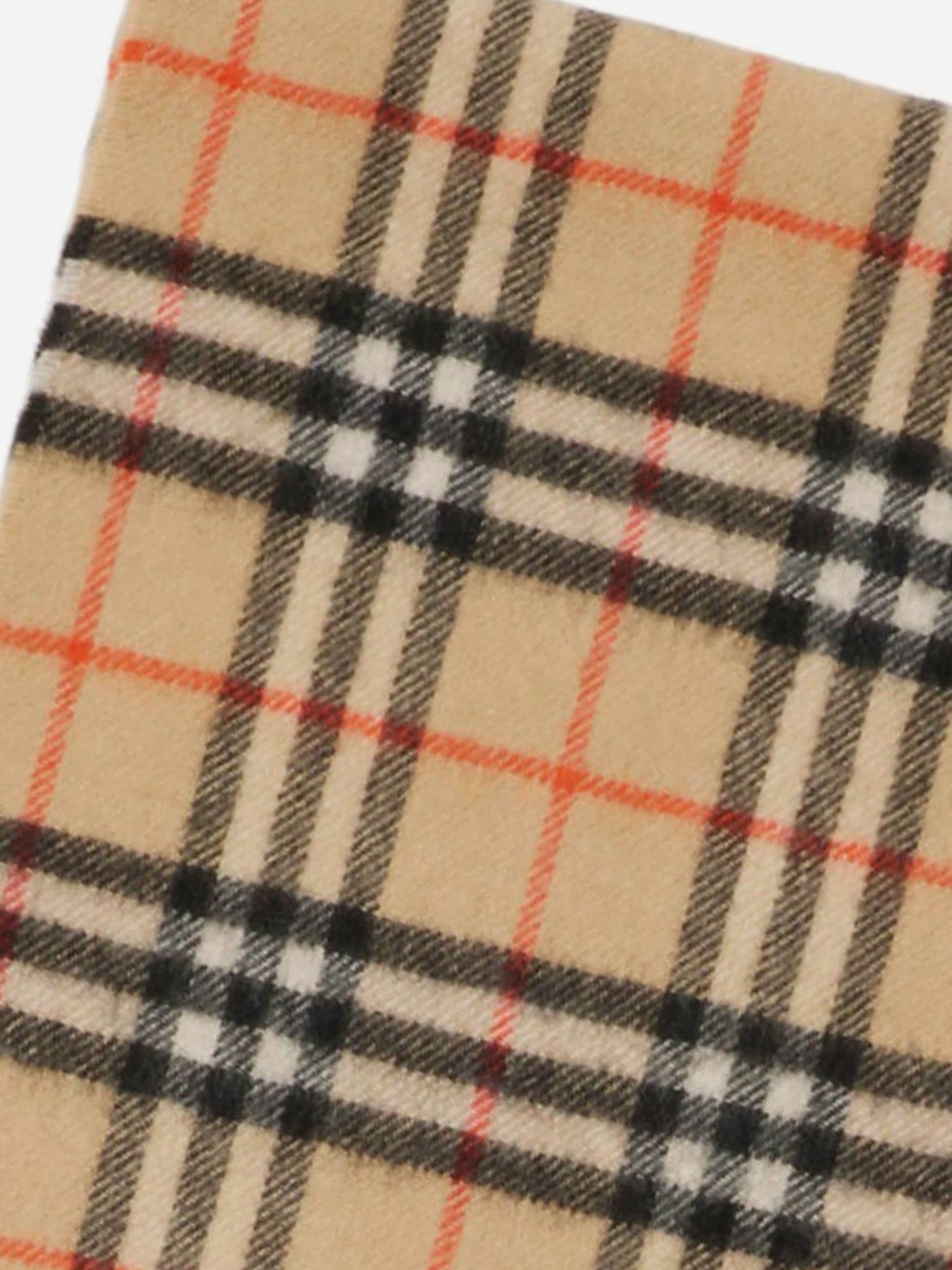 Burberry Kids Check Cashmere Scarf in Beige | Childsplay Clothing UK