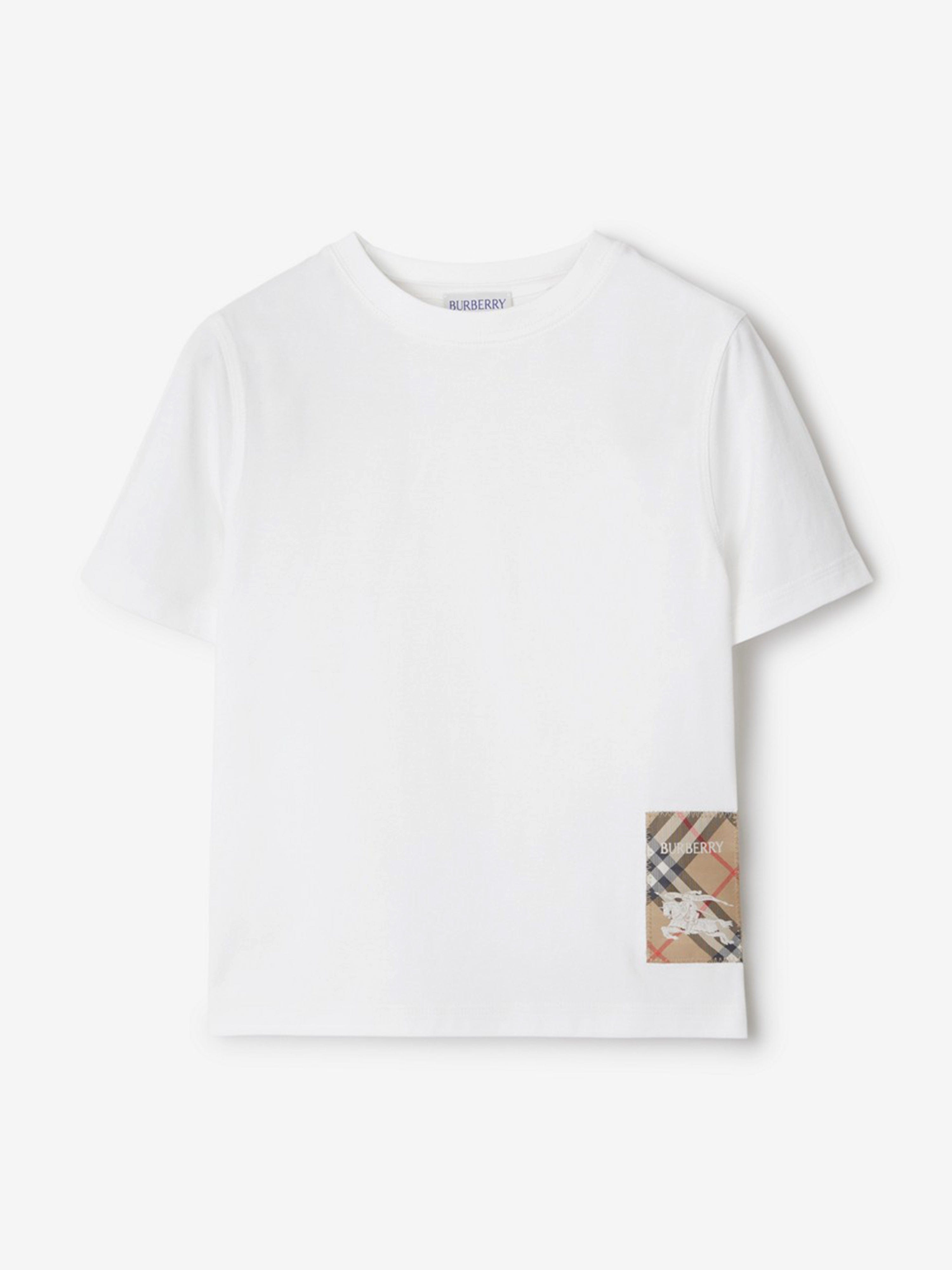 Burberry Girls Cedar EKD Label T-Shirt in White | Childsplay