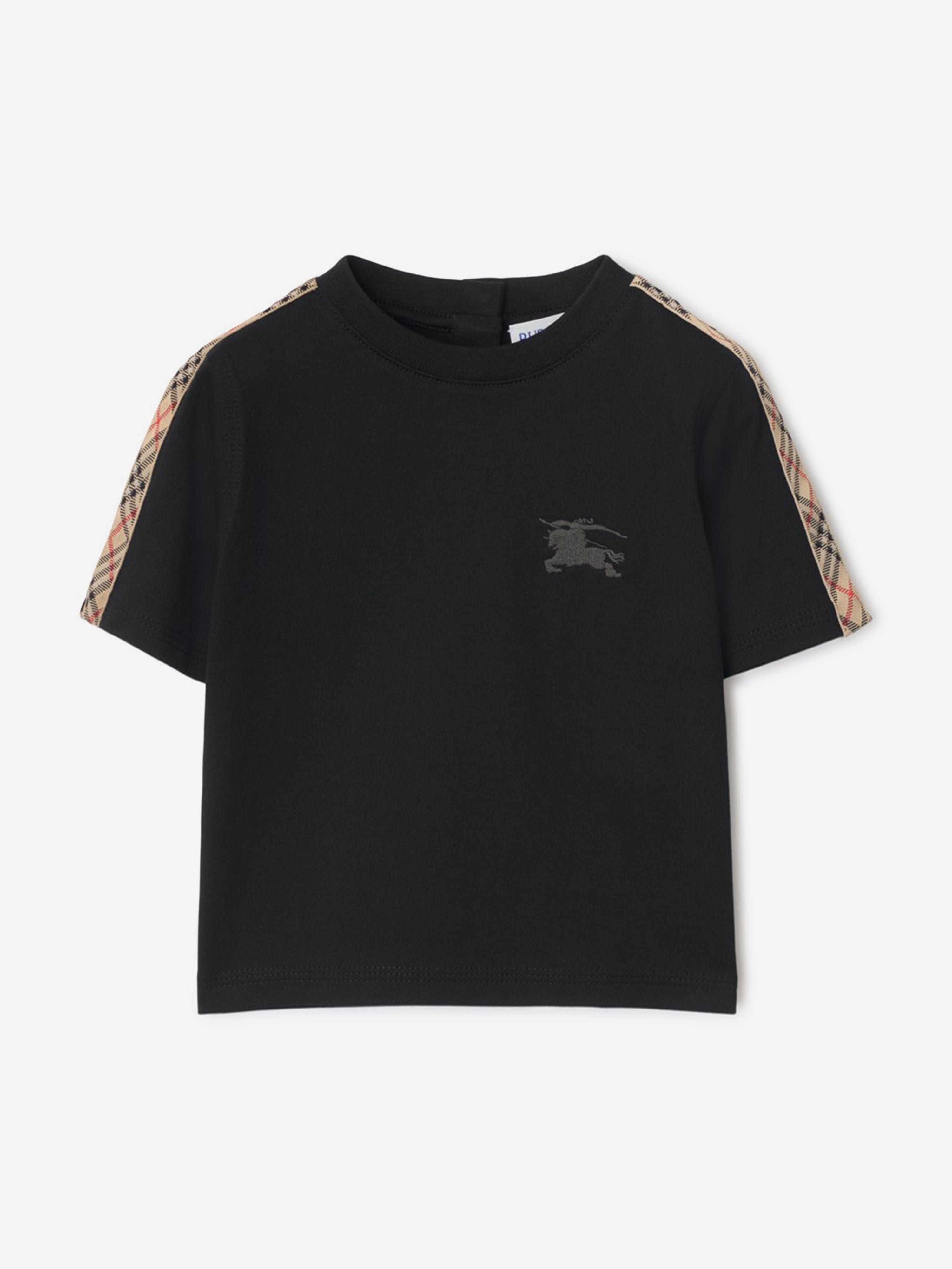Burberry Ｔシャツ　6Y Burberry Baby Boys Cedar Check Tape T-Shirt in Black | Childsplay