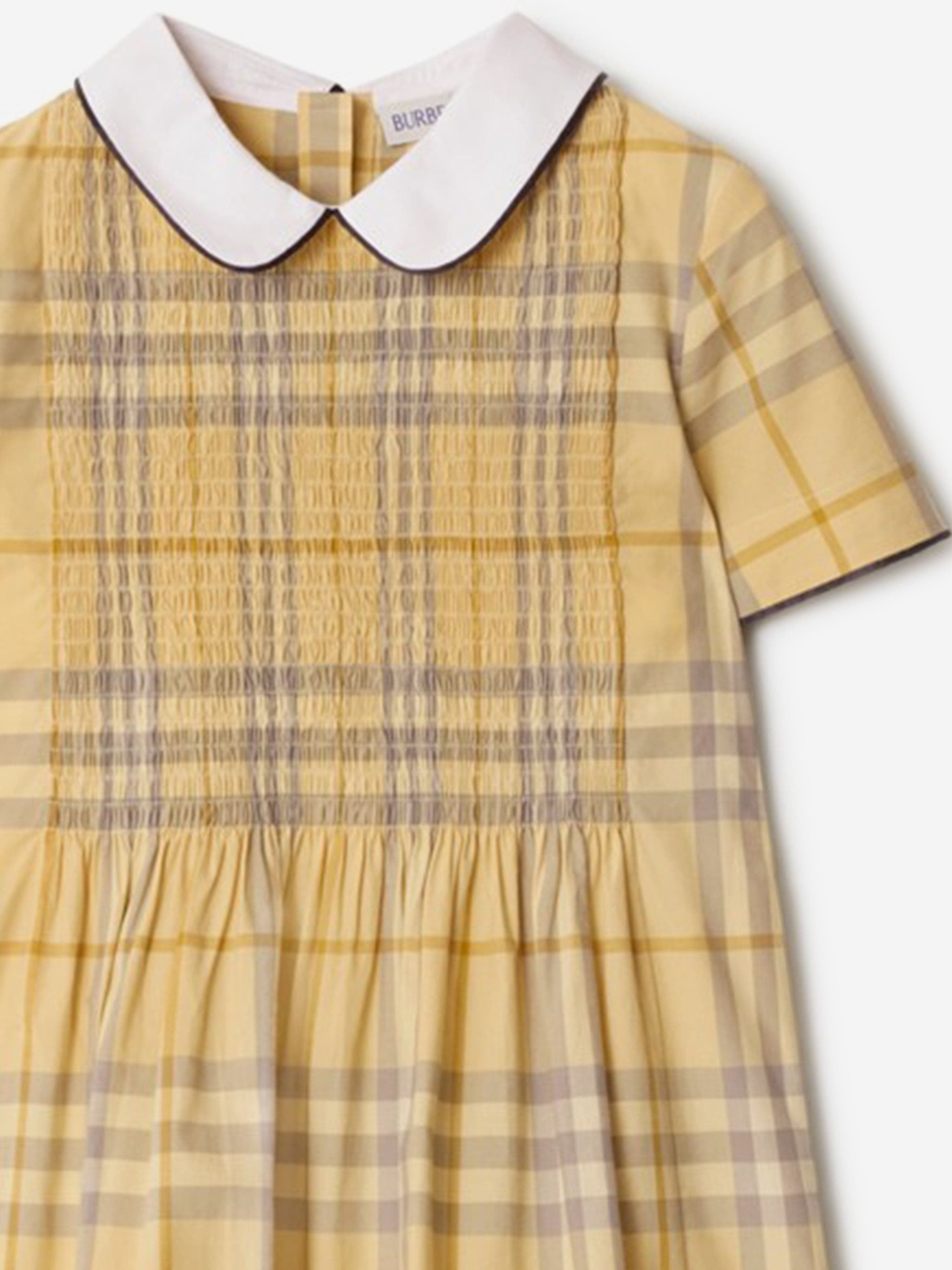 Burberry Girls Crissi Check Dress in Yellow