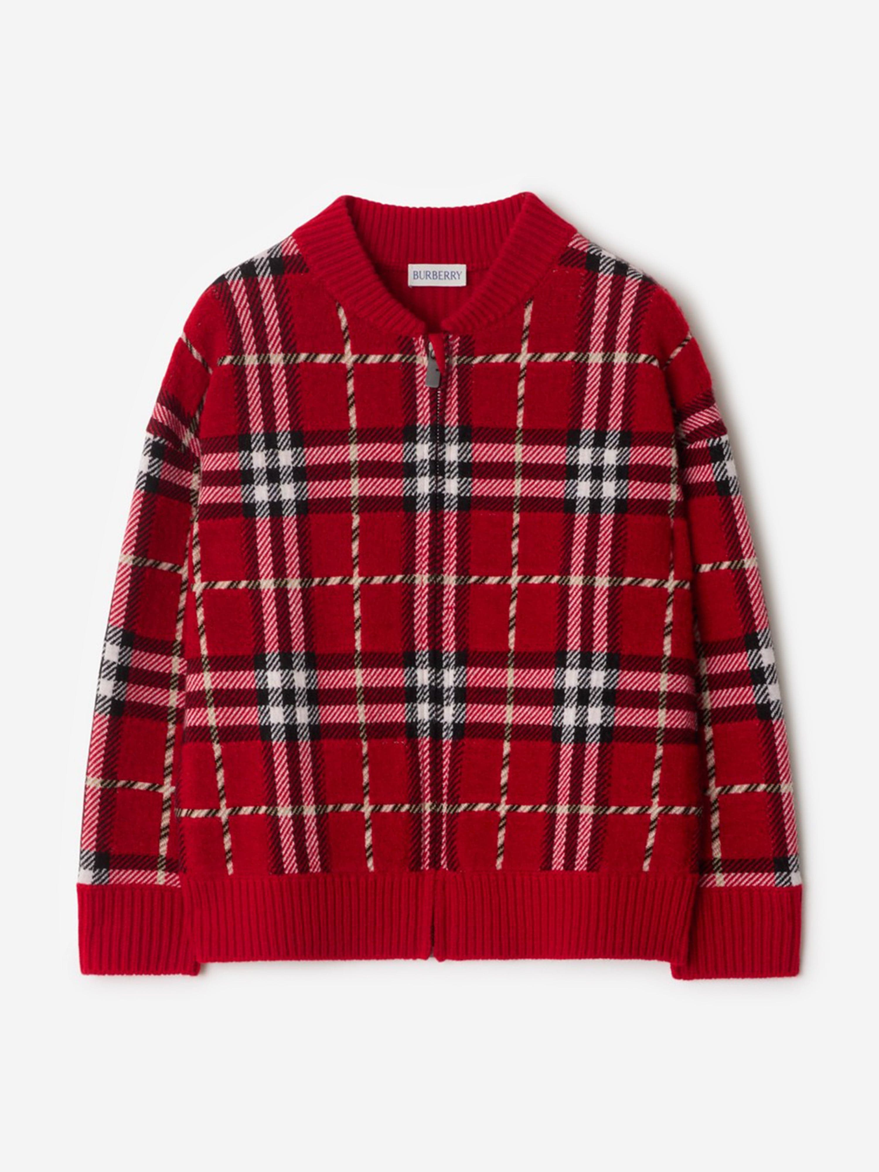 Burberry Boys Duncan Check Knitted Top in Red | Childsplay Clothing UK