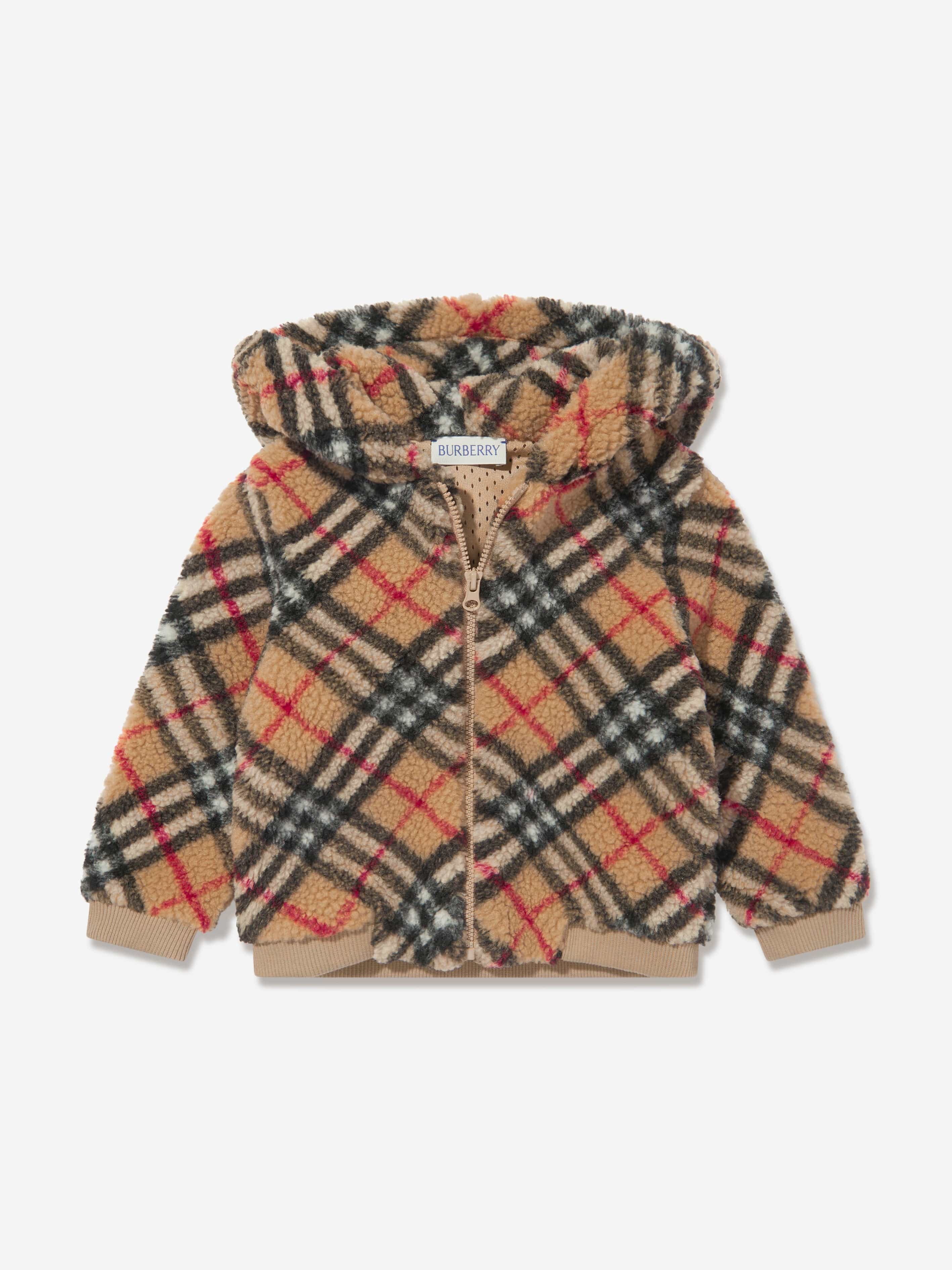 Burberry Baby Boys Check Roland Zip Up Top in Beige Childsplay Clothing
