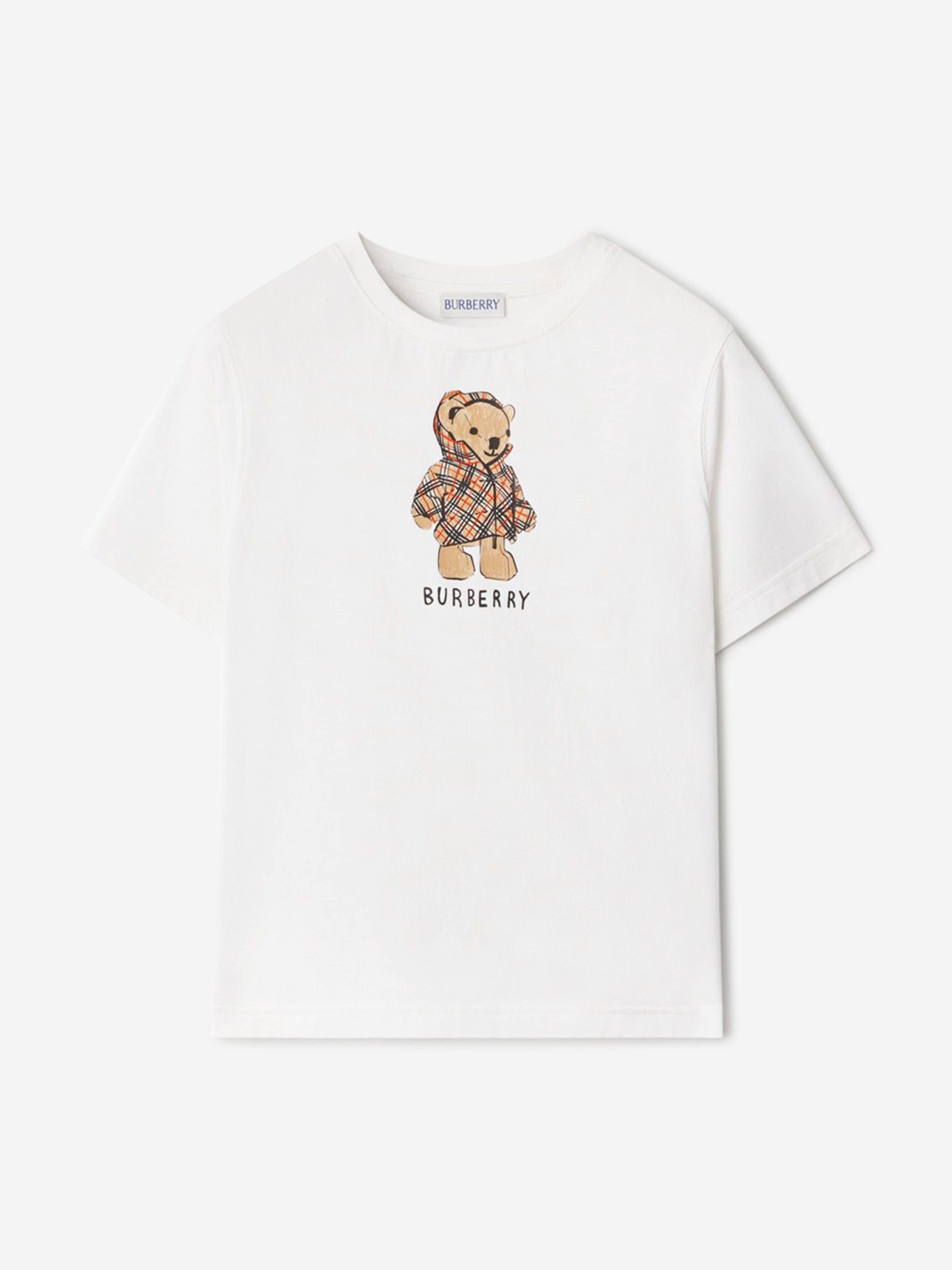 Burberry Kids Cedar Thomas Ski Bear T-Shirt in White | Childsplay