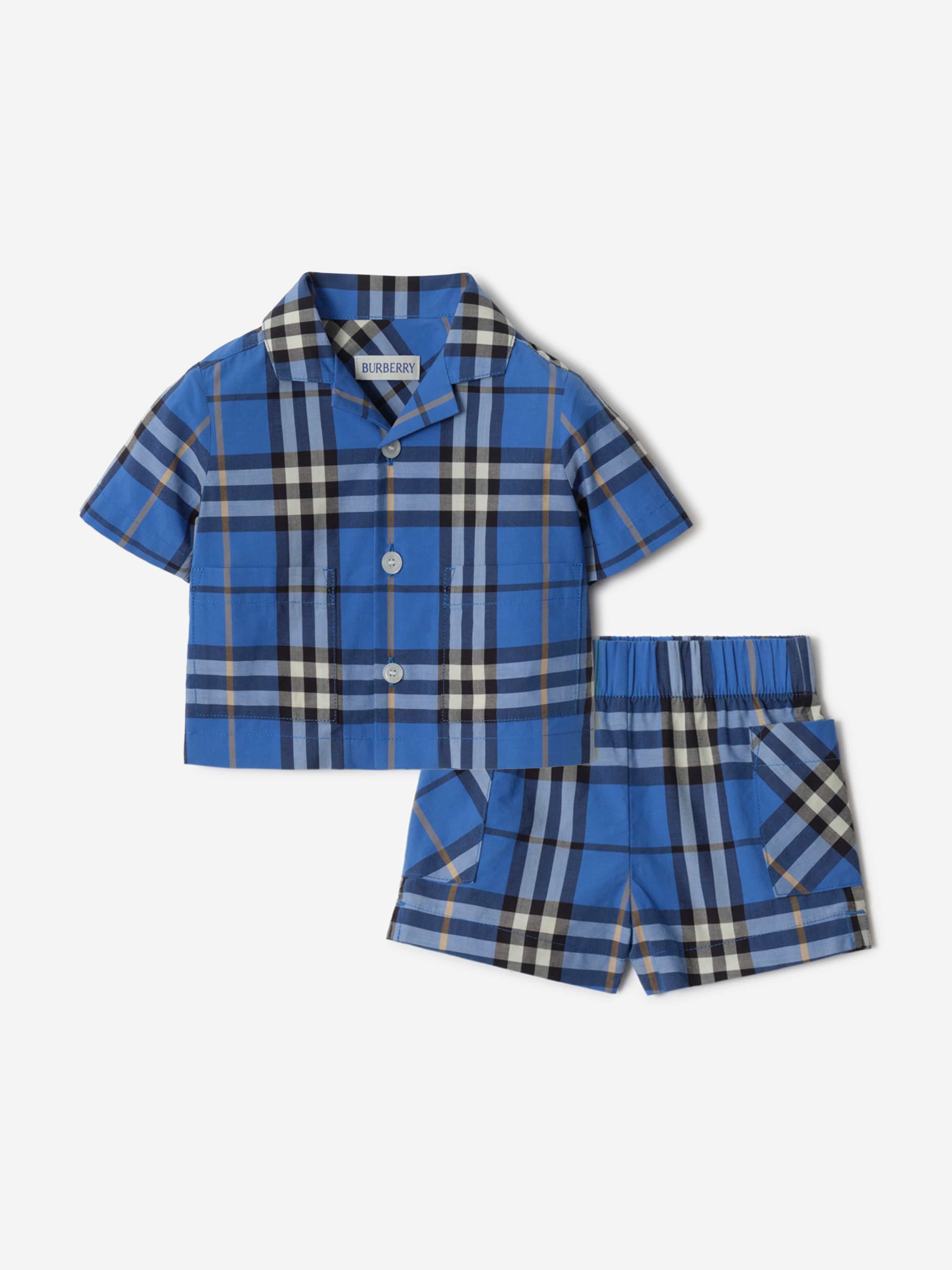 バーバリー BURBERRY キッズ Burberry Baby Boys Carey Check Short Set in Blue | Childsplay