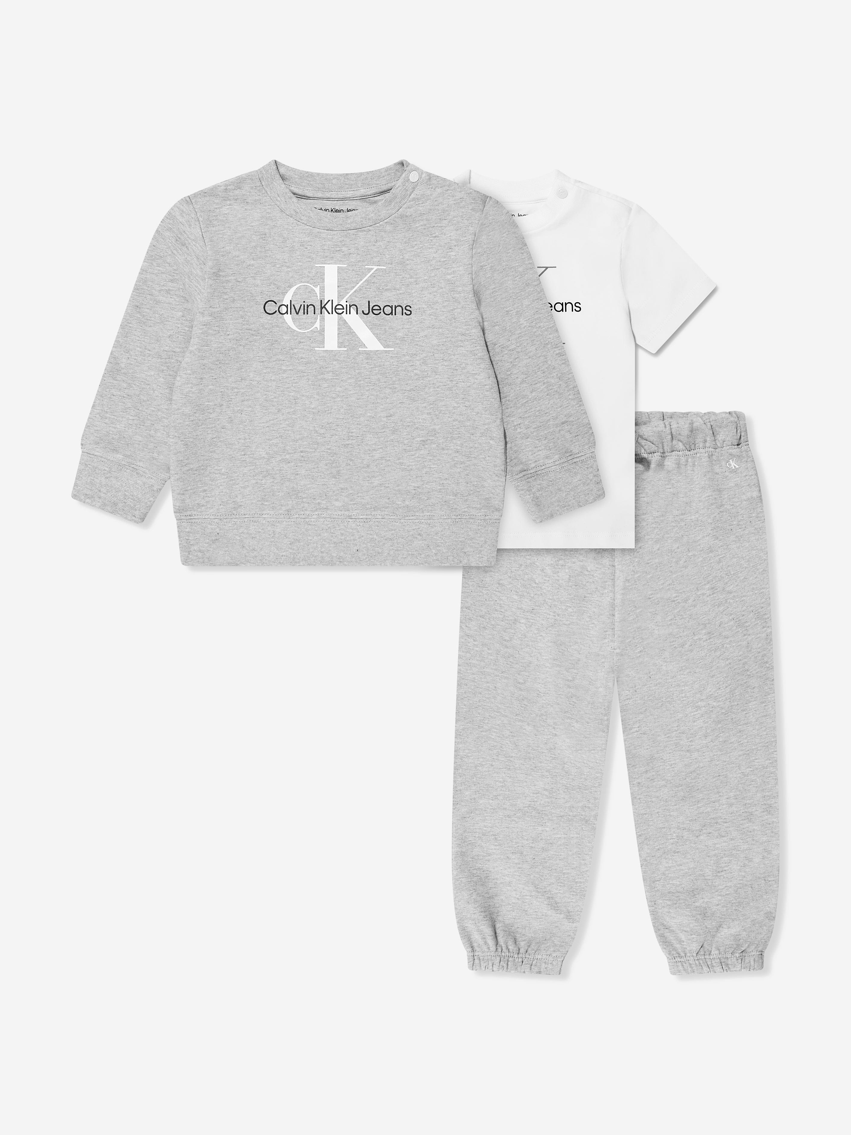 Calvin Klein Baby Monogram 3 Piece Gift Set in Grey Childsplay Clothing