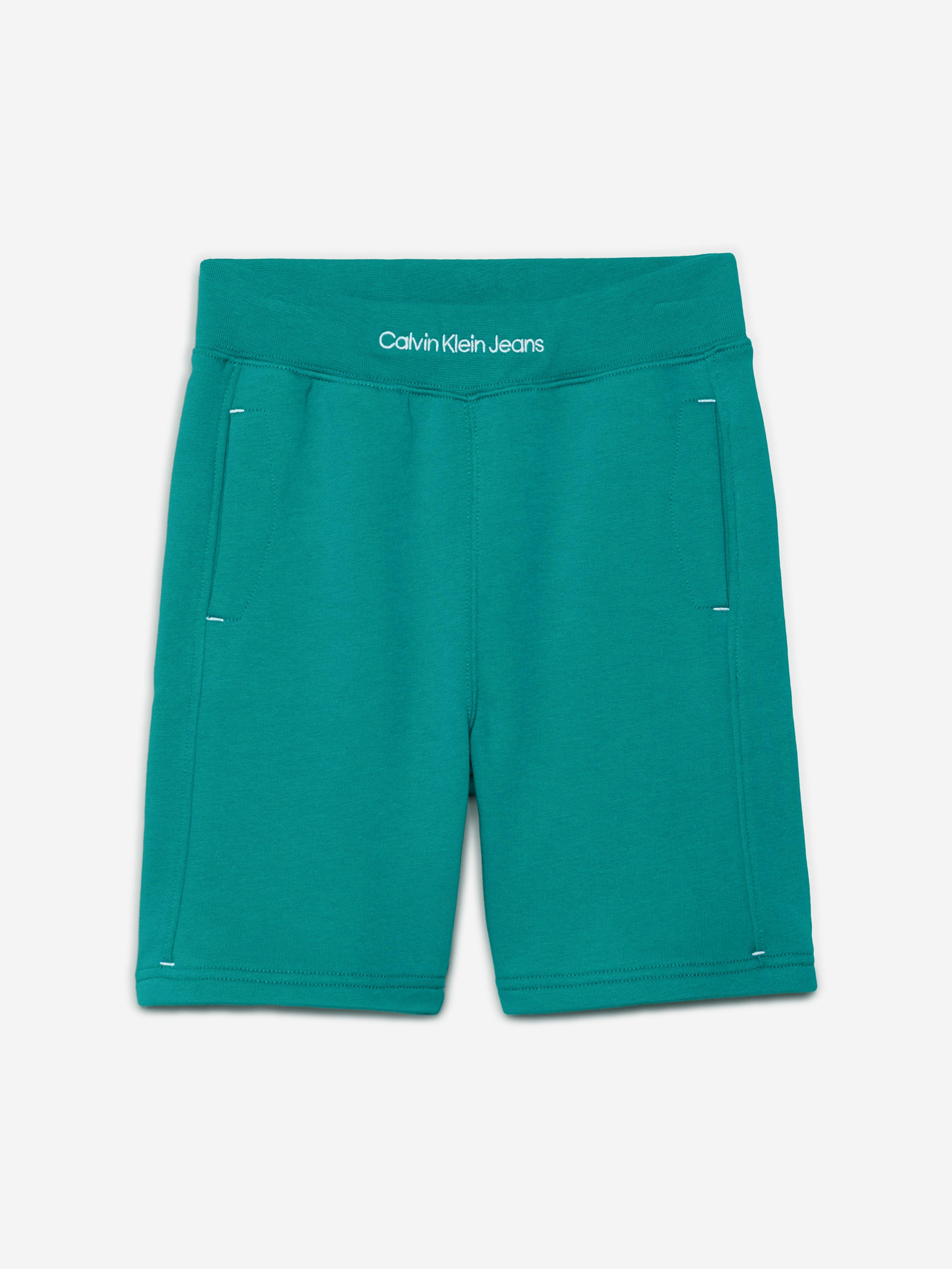 Calvin Klein Calvin Klein Boys Intarsia Logo Terry Shorts in Green