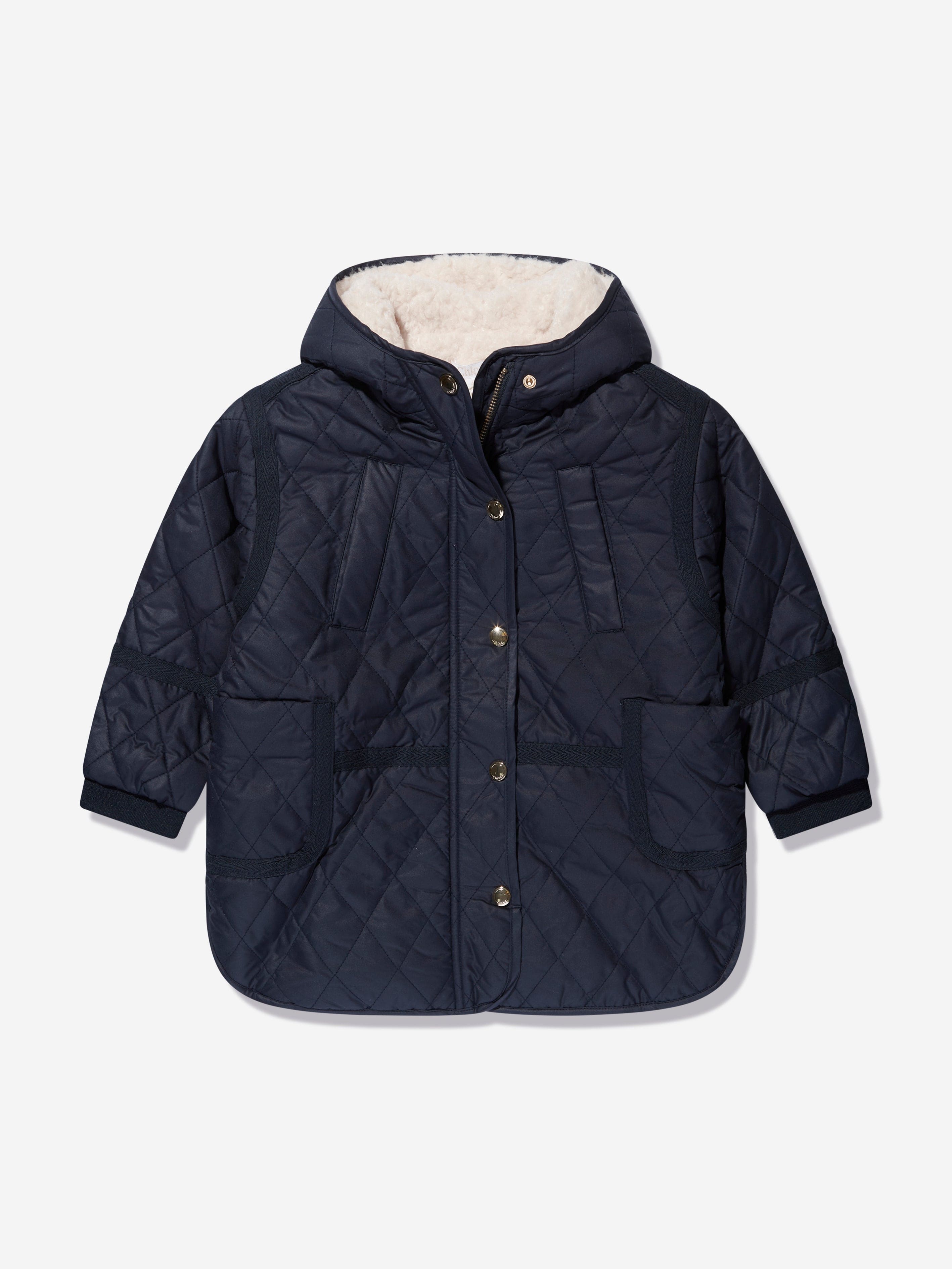 Girls navy top quilted coat
