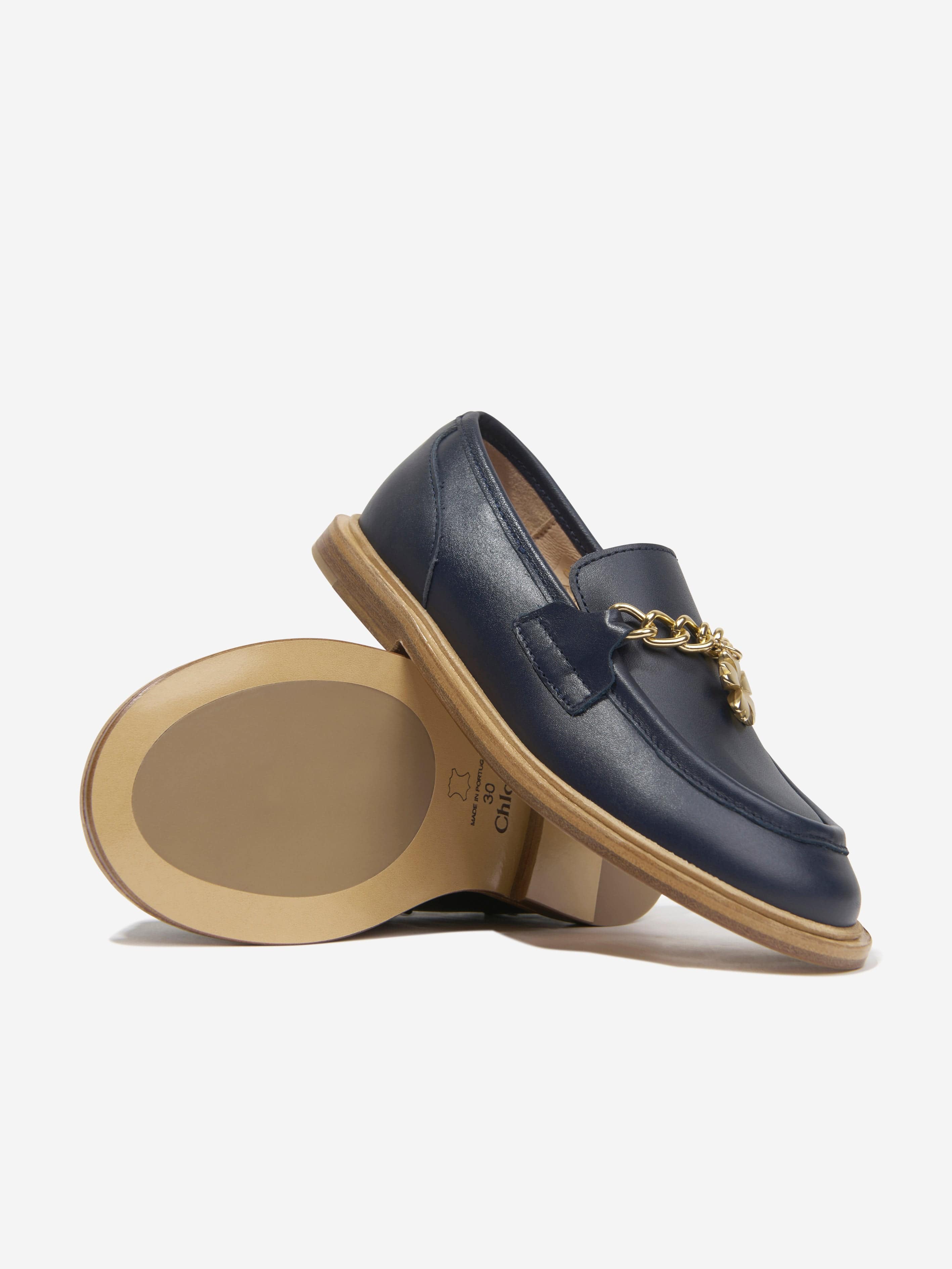 Chloe Girls Leather Moccasins in Navy Childsplay Clothing
