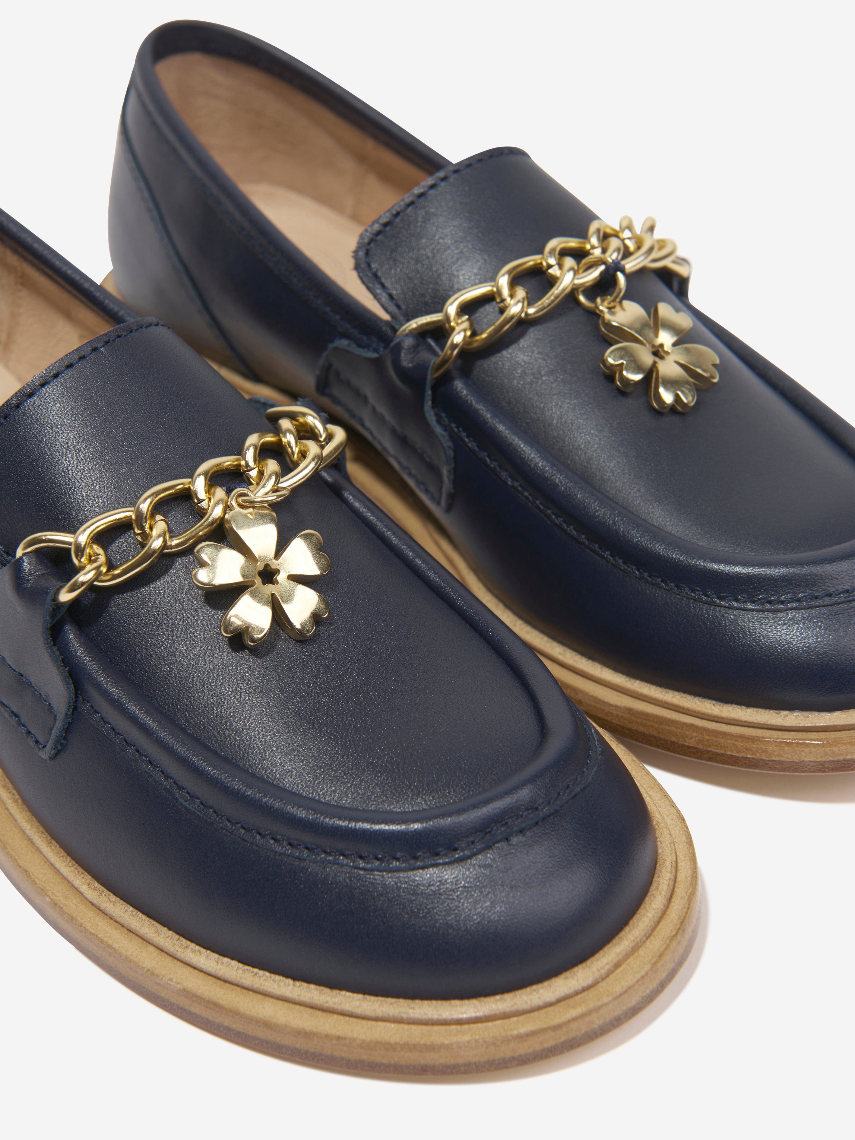 Chloe Girls Leather Moccasins in Navy Childsplay Clothing