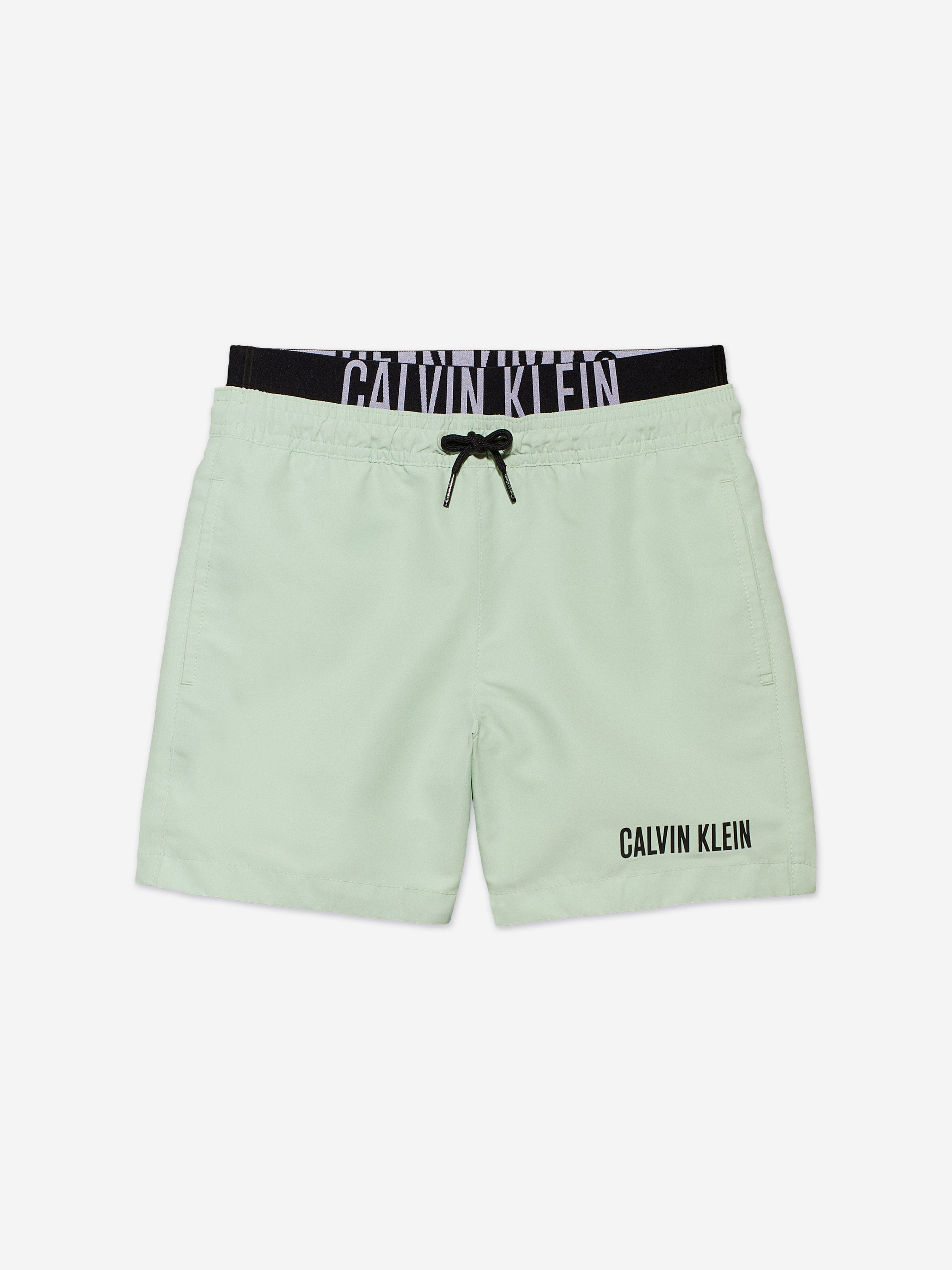 Calvin Klein Boys Medium Double Waistband Swim Shorts in Green Childsplay Clothing