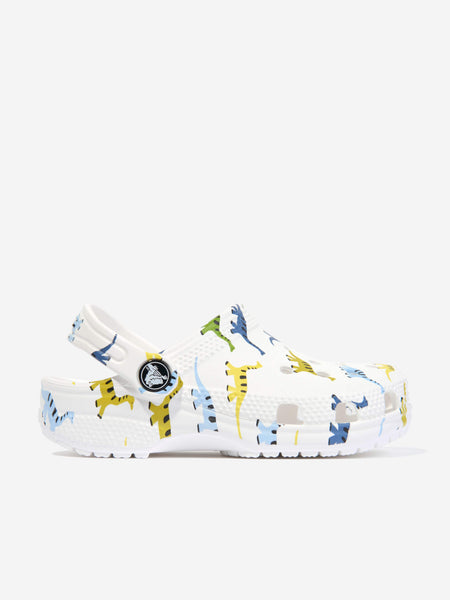 Crocs Crocs Boys Classic Character Dino Print Clog in White