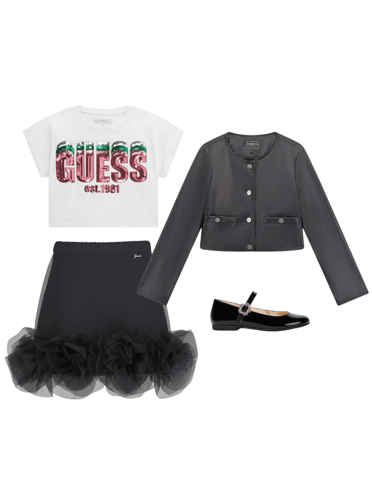 Guess Girls Faux Leather Jacket in Black