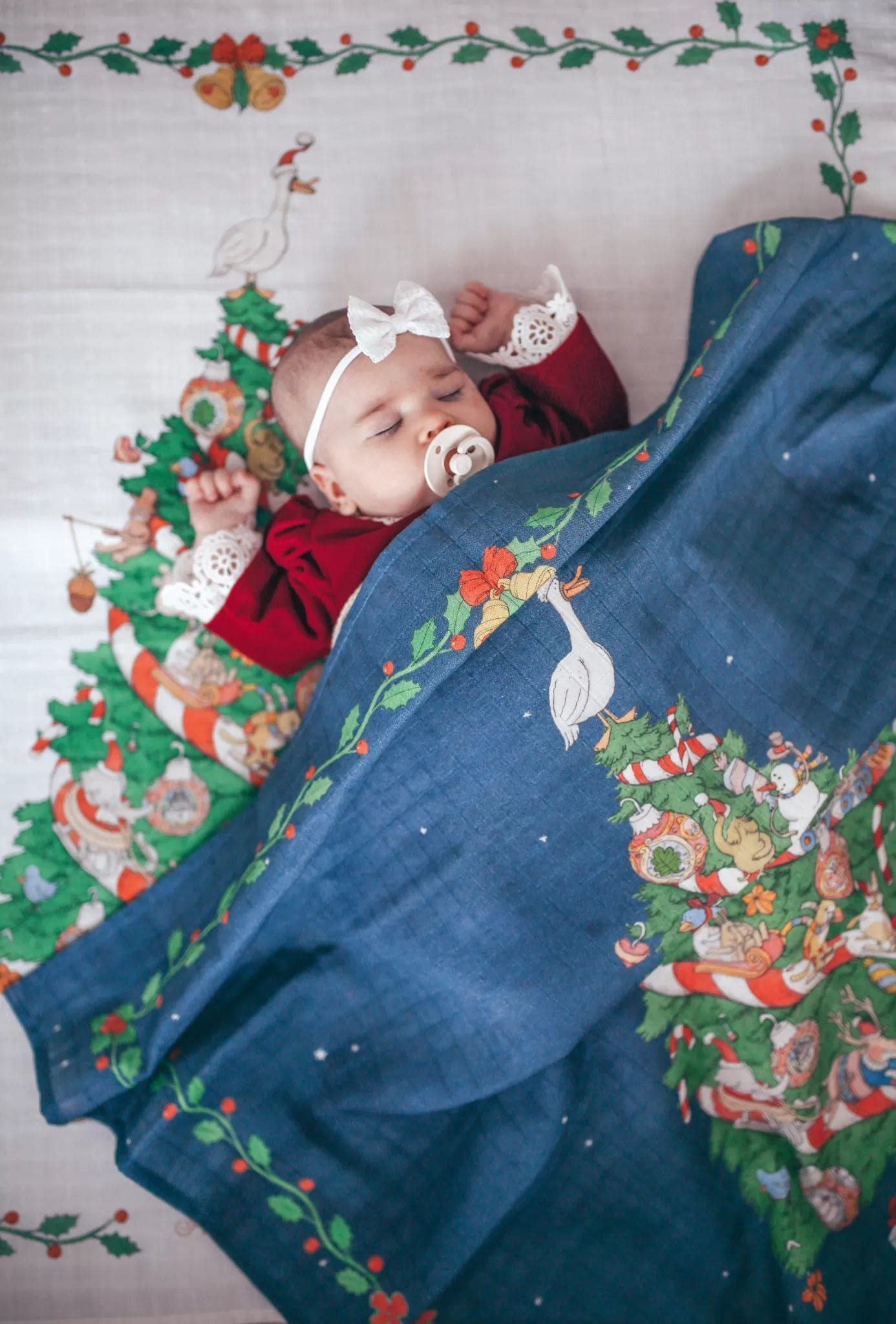 Baby Christmas Eve Swaddle in Blue Childsplay Clothing