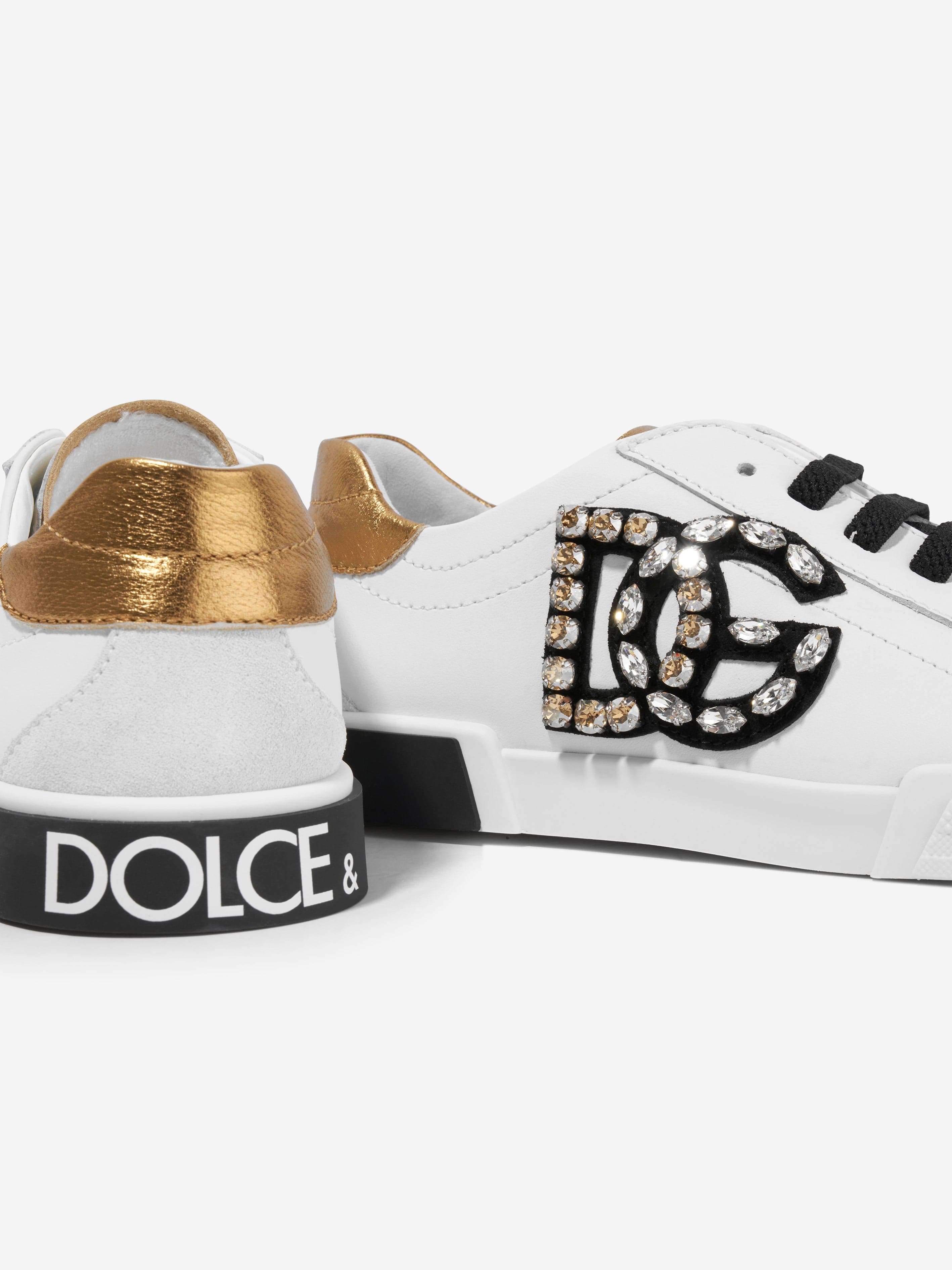 Girls Leather Logo Trainers in White Childsplay Clothing