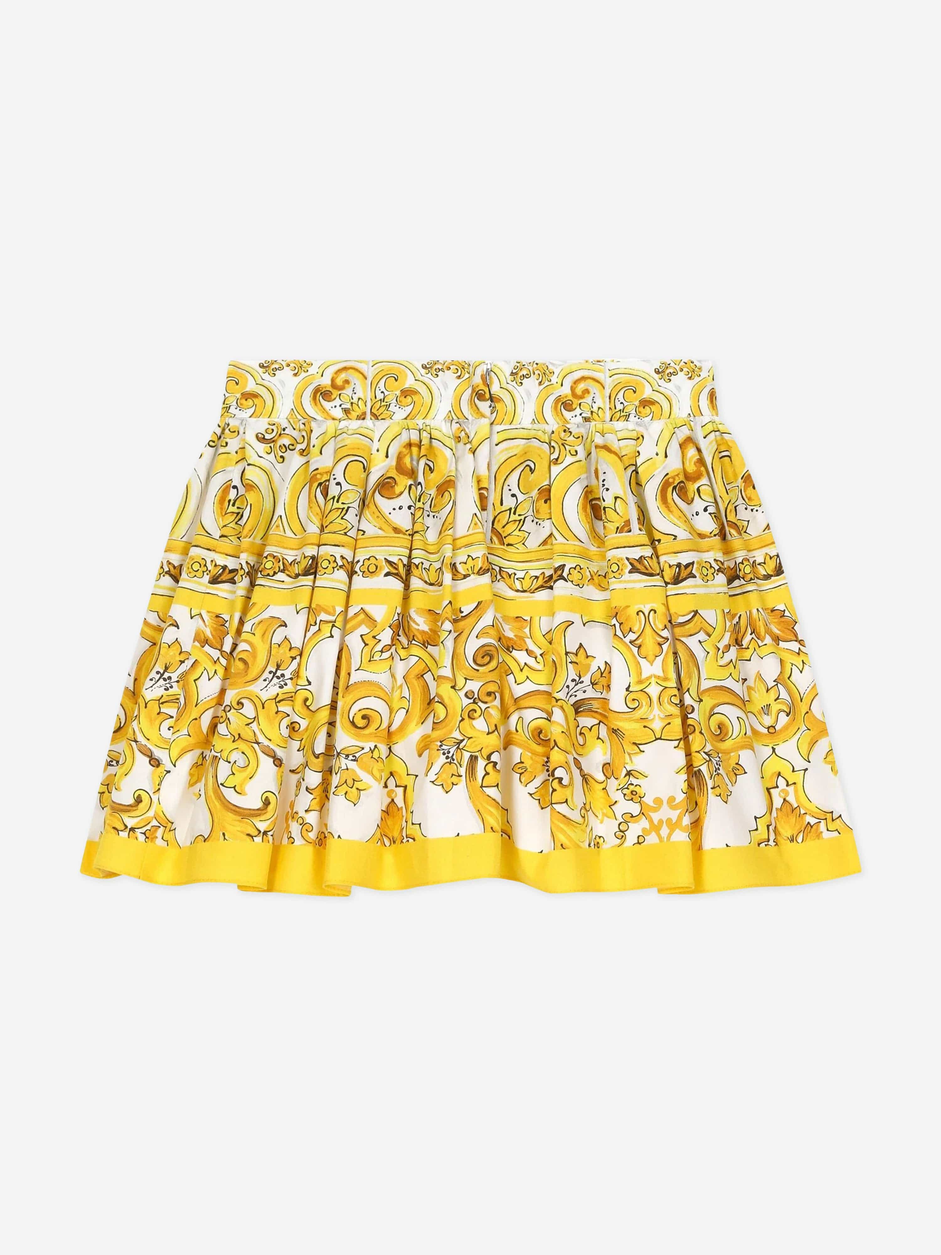Dolce & Gabbana Baby Girls Maiolica Skirt With Knickers in Yellow