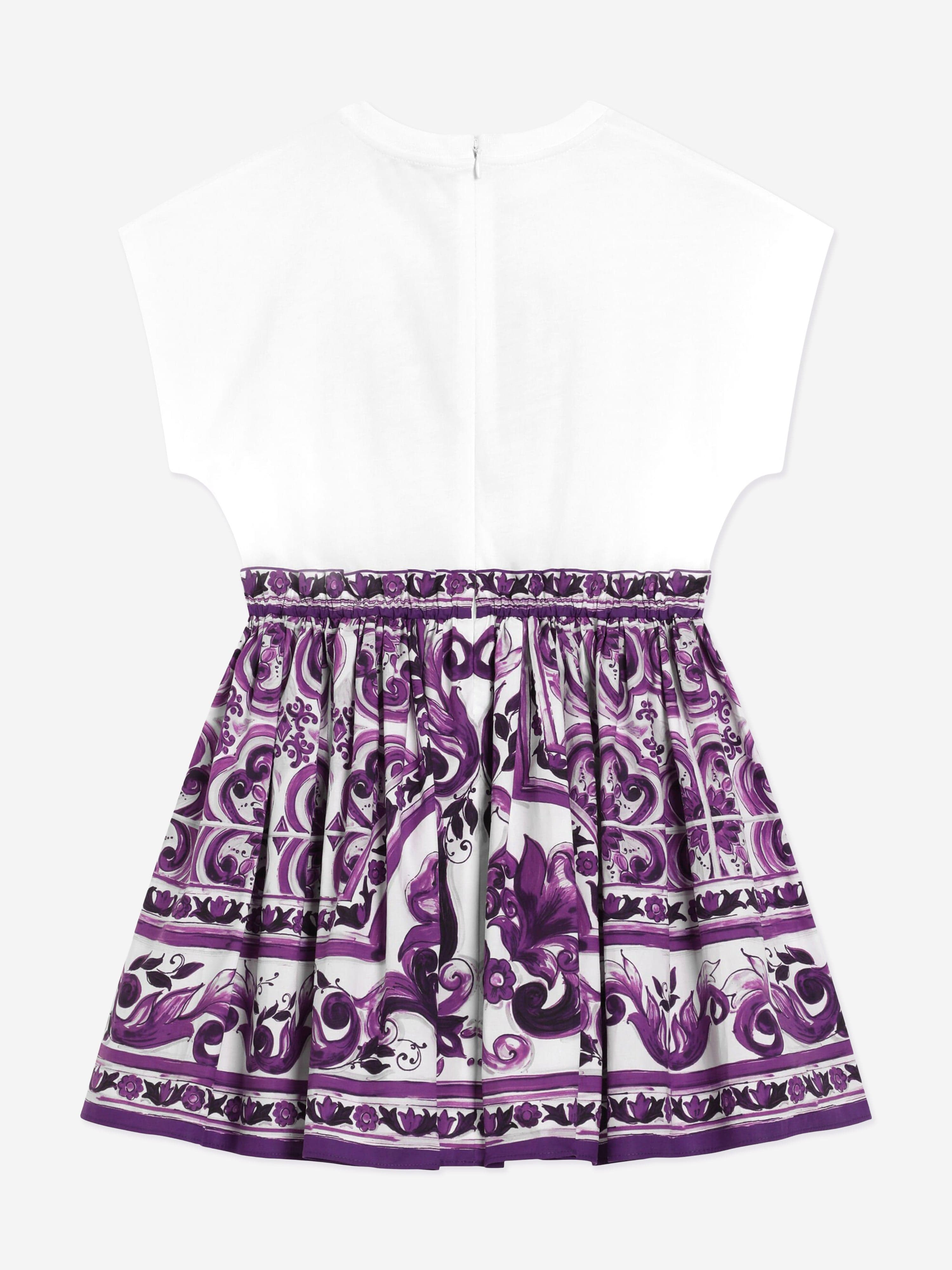 ワンピース DOLCE&GABBANA Majolica Kids Dress Dolce & Gabbana Kids Dolce & Gabbana Girls Majolica Logo Dress in
