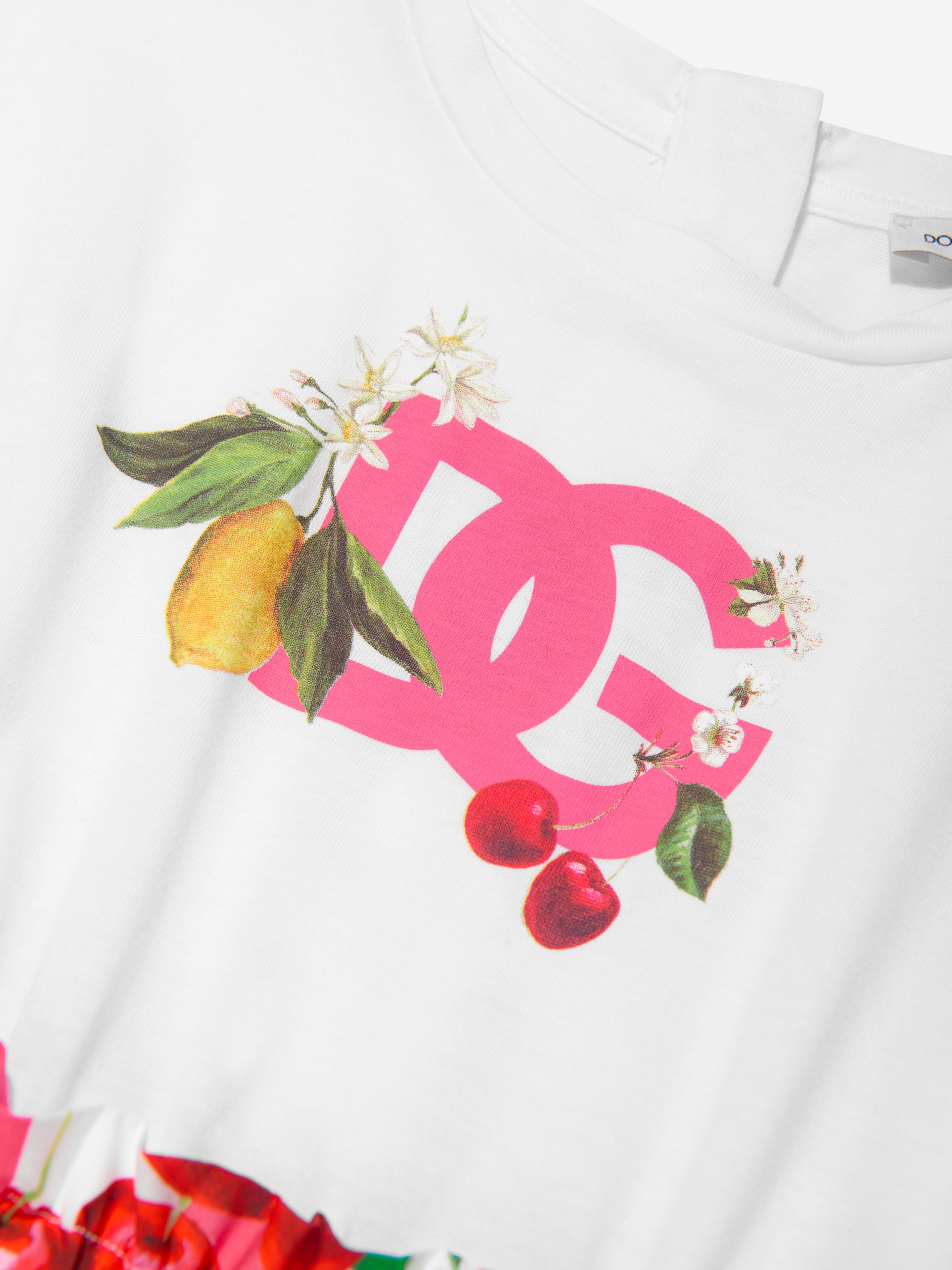 Dolce Gabbana Girls Fruit Print T Shirt Dress in Multicolour