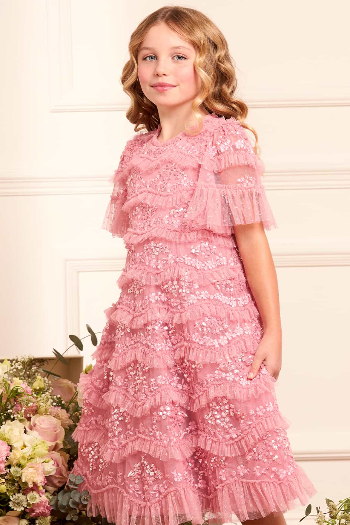 Needle Thread Needle Thread Girls Daisy Wave Dress in Pink