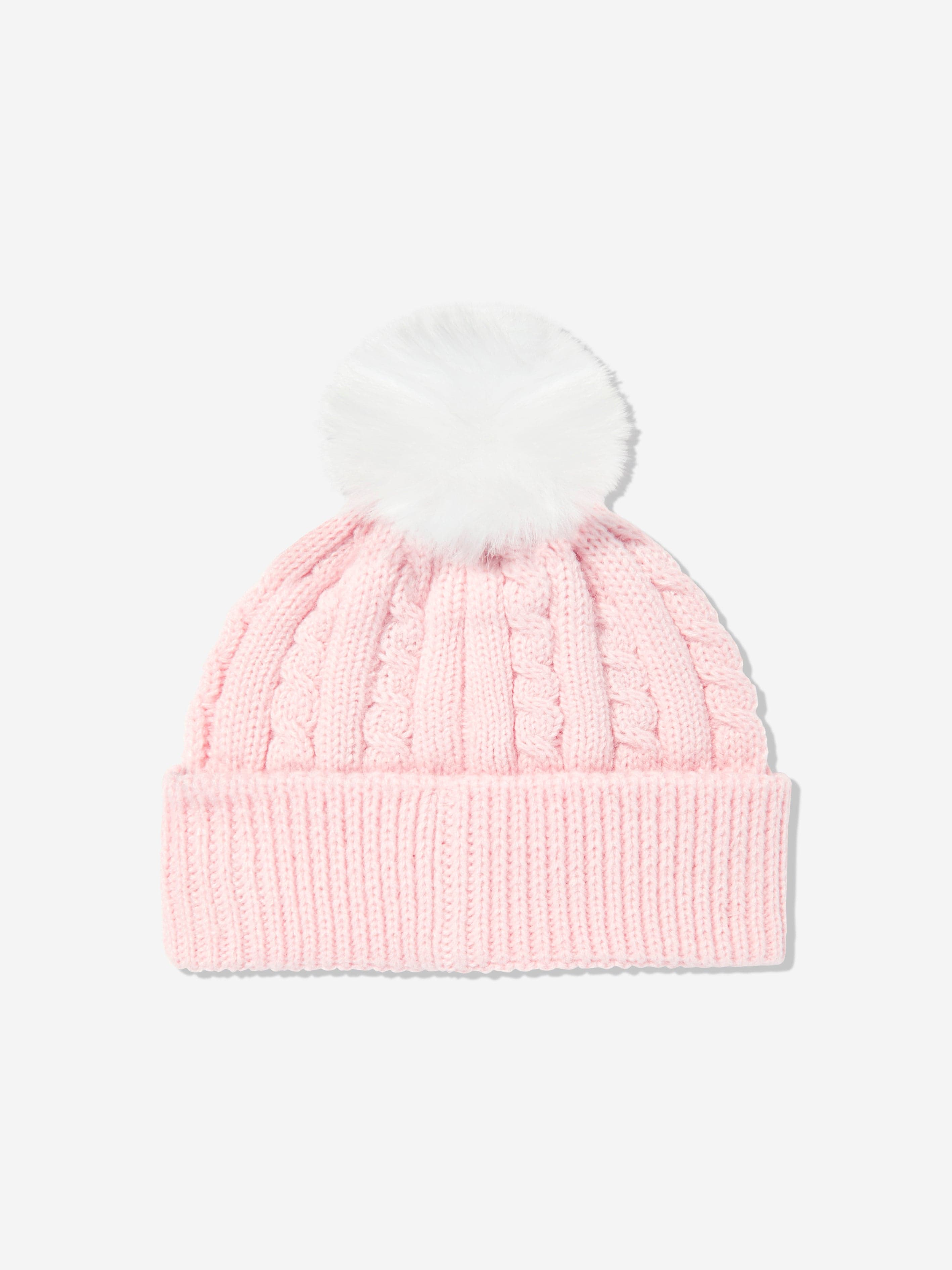 DKNY Baby Girls Pom Pom Knitted Hat and Socks Set in Pink 
