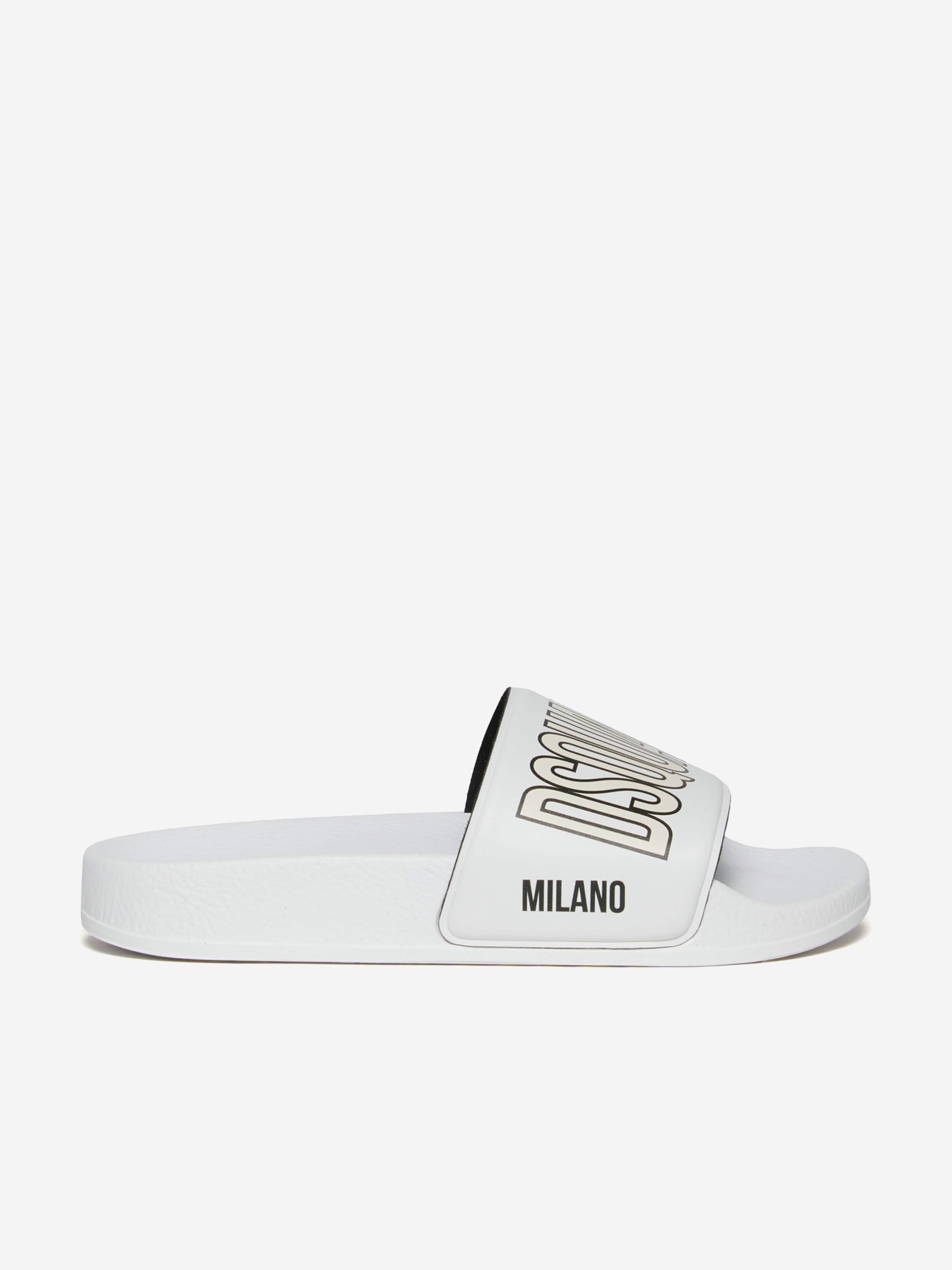Dsquared2 Kids Milano Logo Silders in White