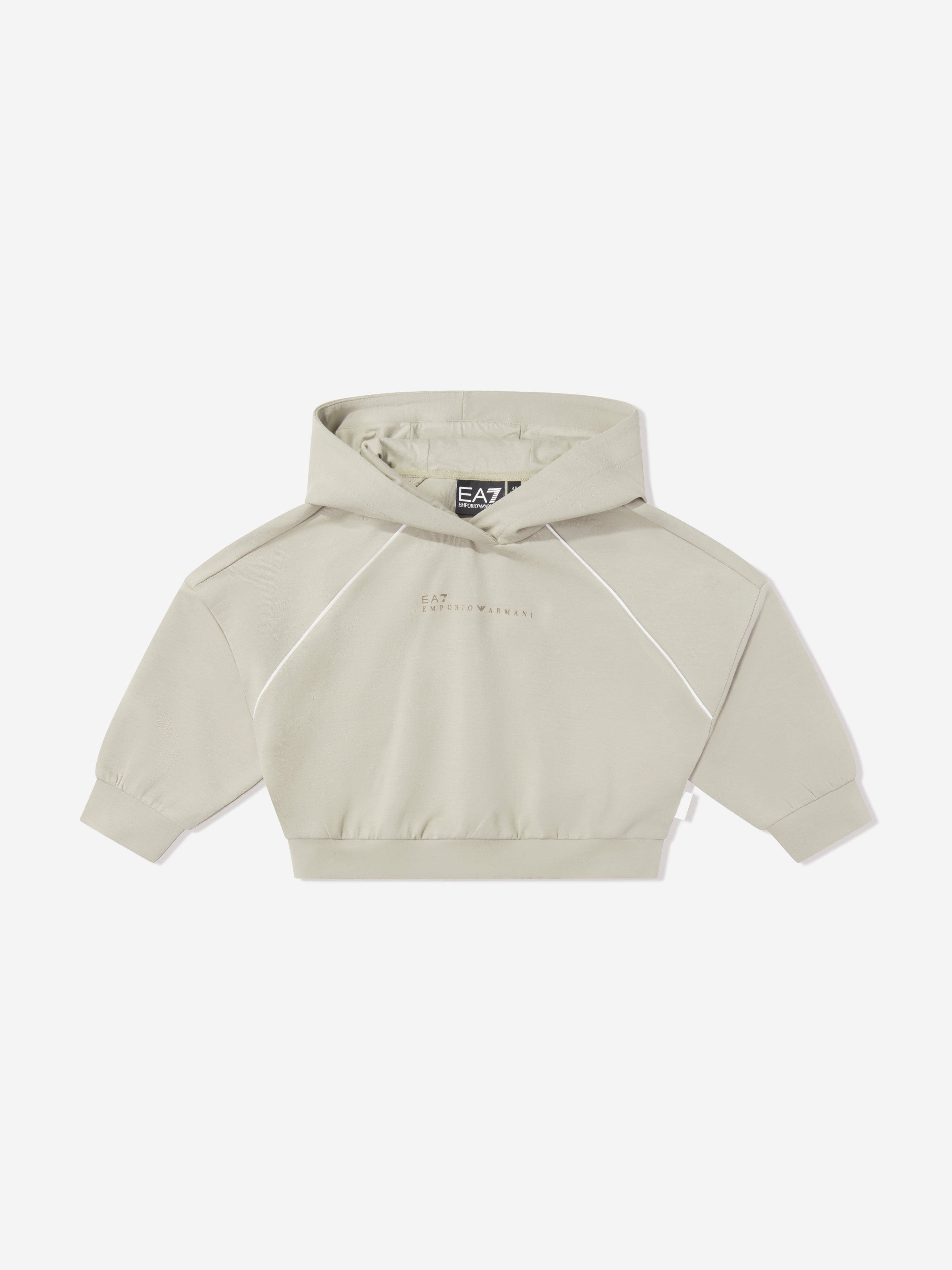 EA7 Emporio Armani Girls Logo Hoodie in Beige | Childsplay Clothing UK