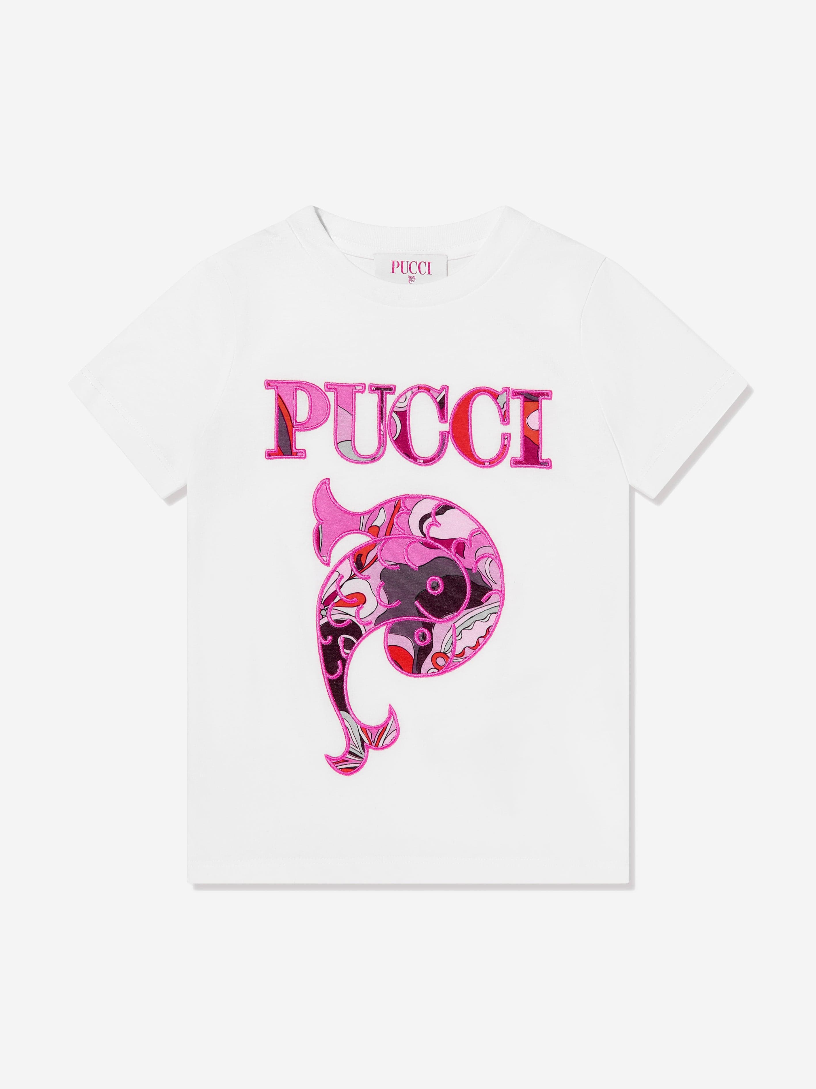 PUCCI Girls Fish Logo T-Shirt in Ivory | Childsplay Clothing