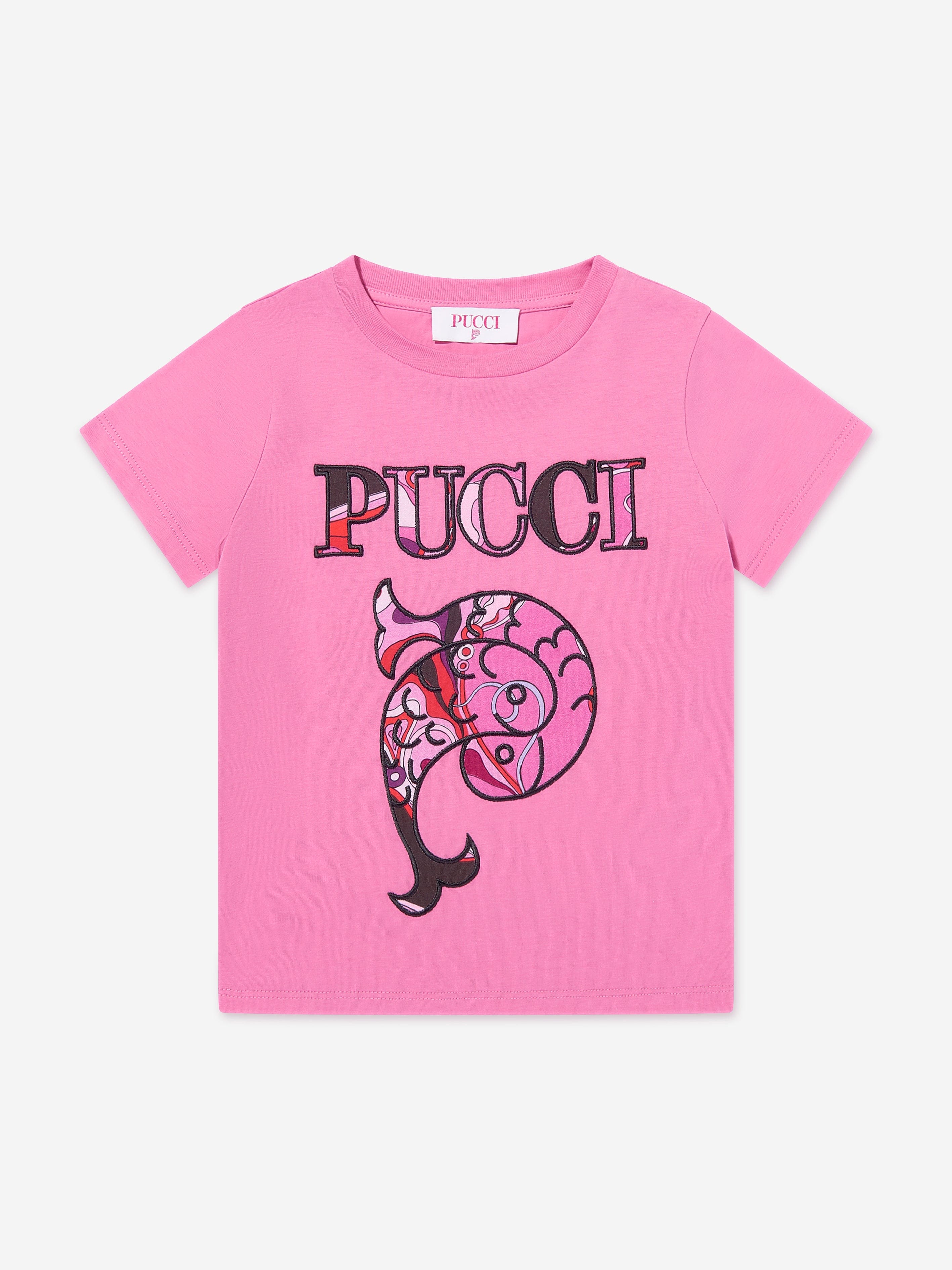 PUCCI Girls Fish Logo T-Shirt in Pink | Childsplay Clothing