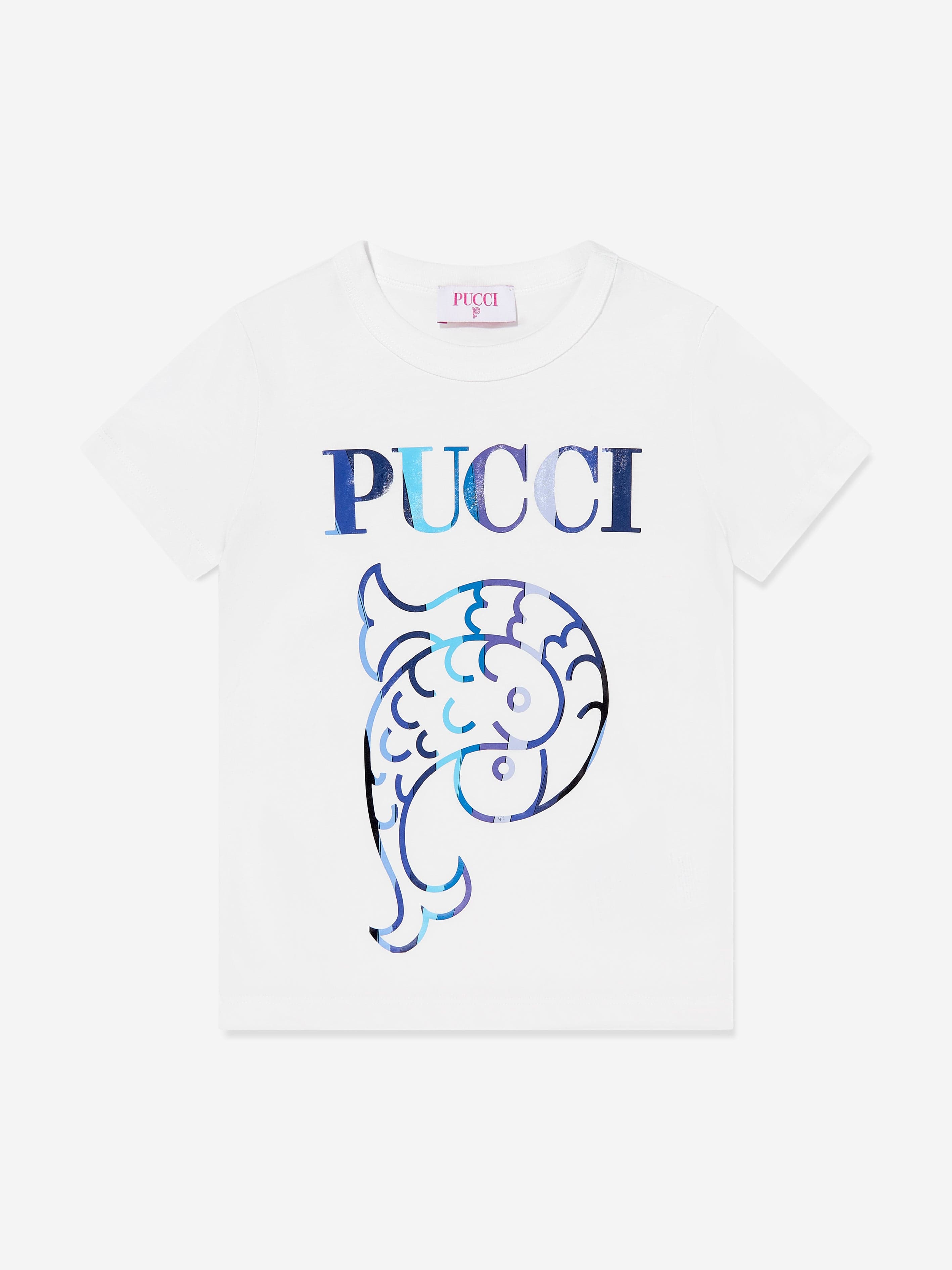 PUCCI Girls Fish Logo T-Shirt in Ivory | Childsplay Clothing