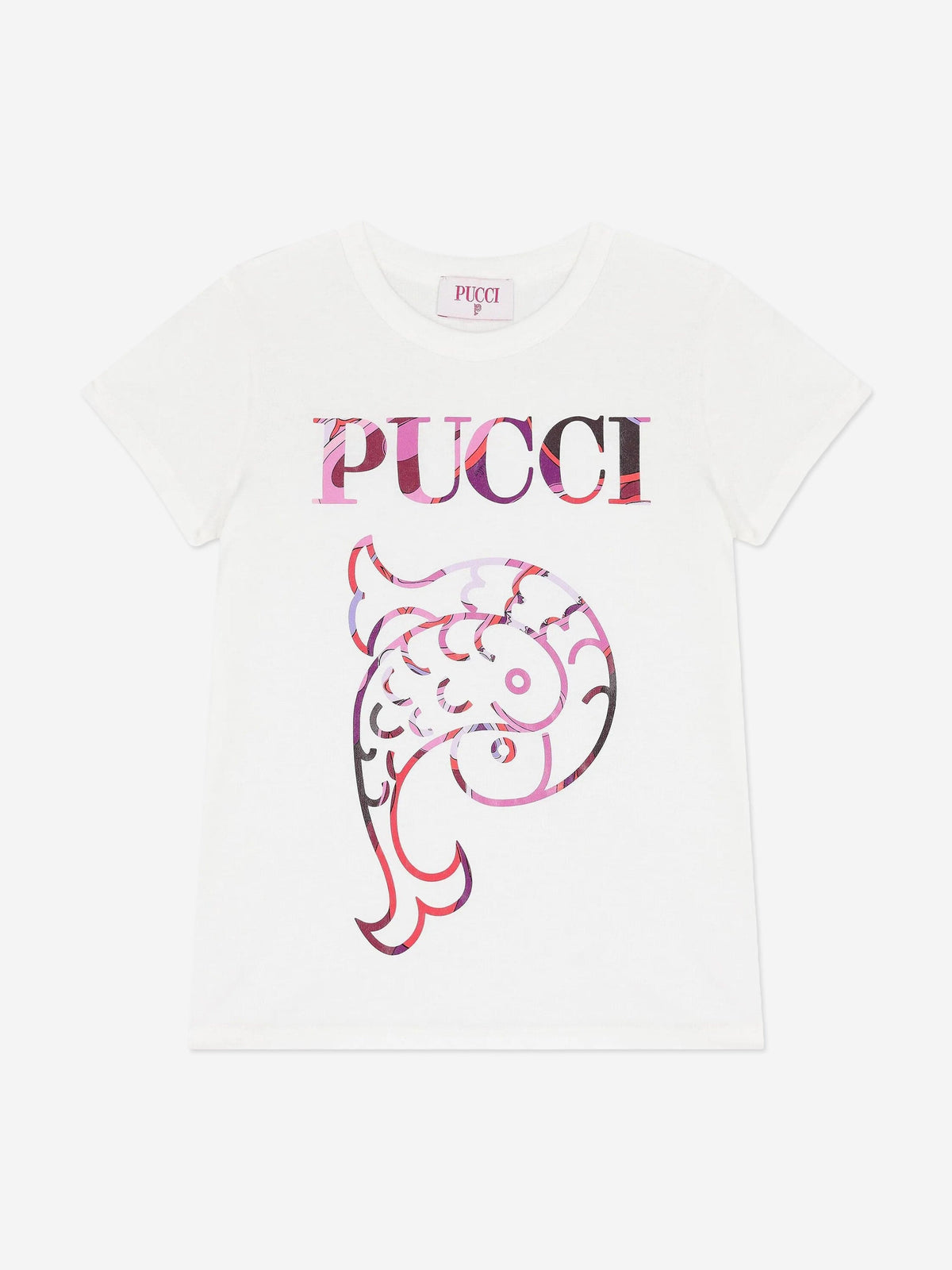PUCCI Girls Fish Logo T-Shirt in Ivory | Childsplay Clothing