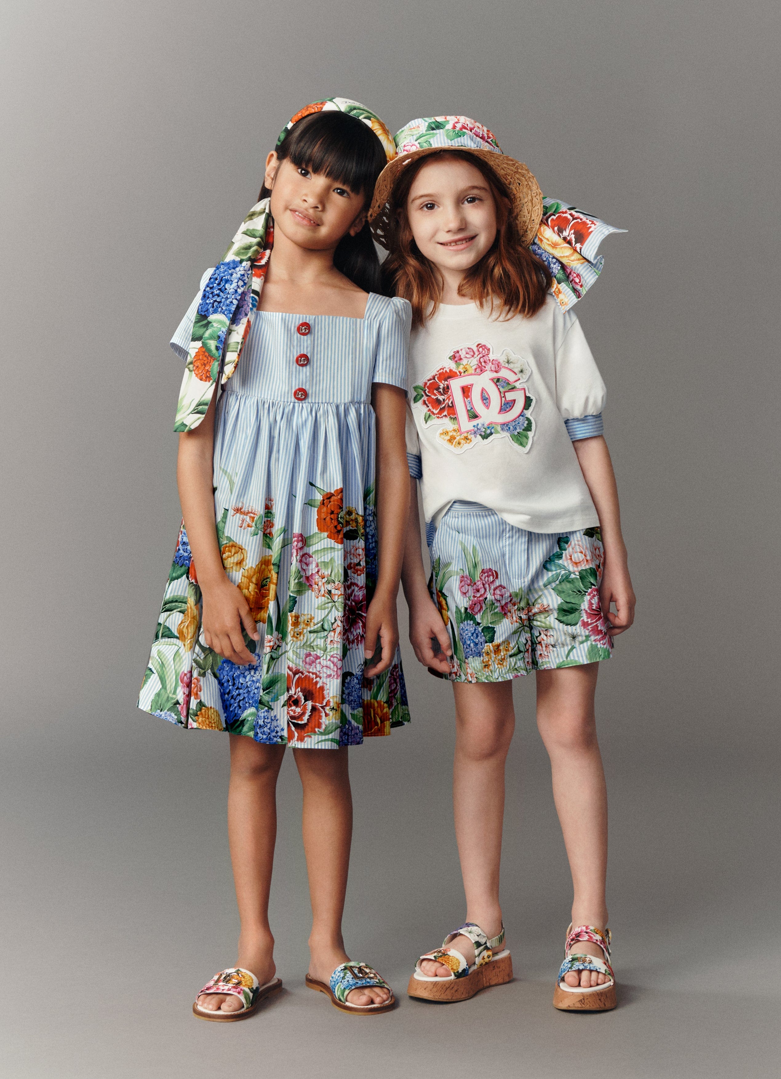 Girls Floral Logo Tie Front T-Shirt in White