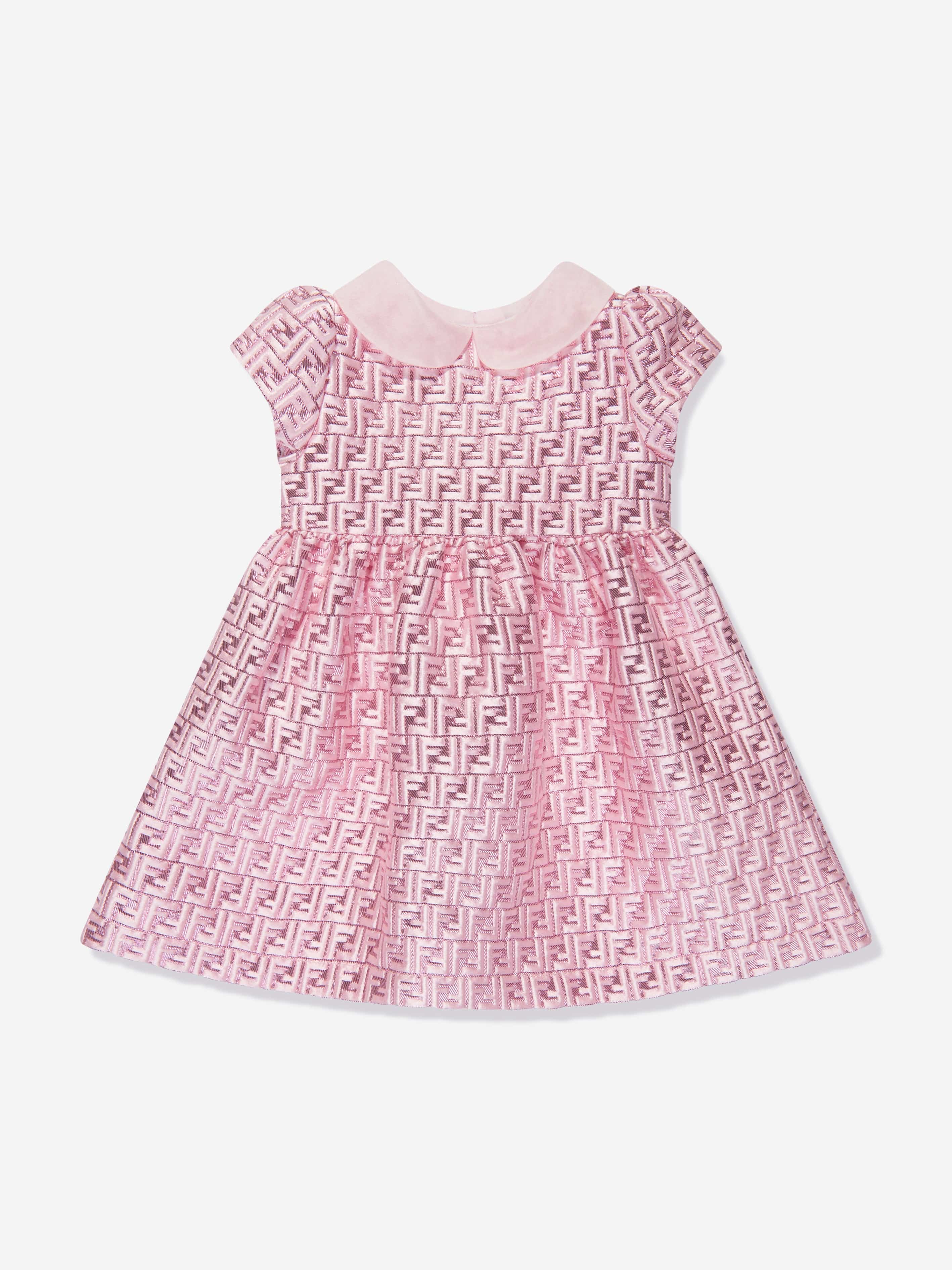 Fendi Baby Girls Brocade Logo Dress in Pink Childsplay Clothing