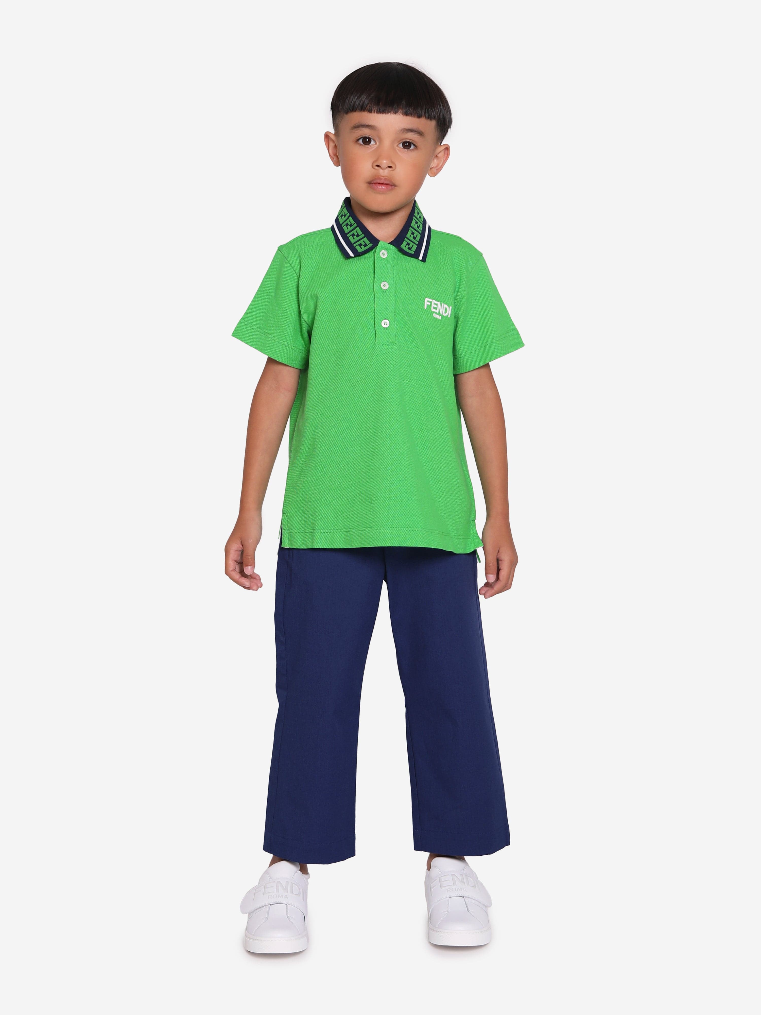Boys Logo Polo Shirt in Green Childsplay Clothing