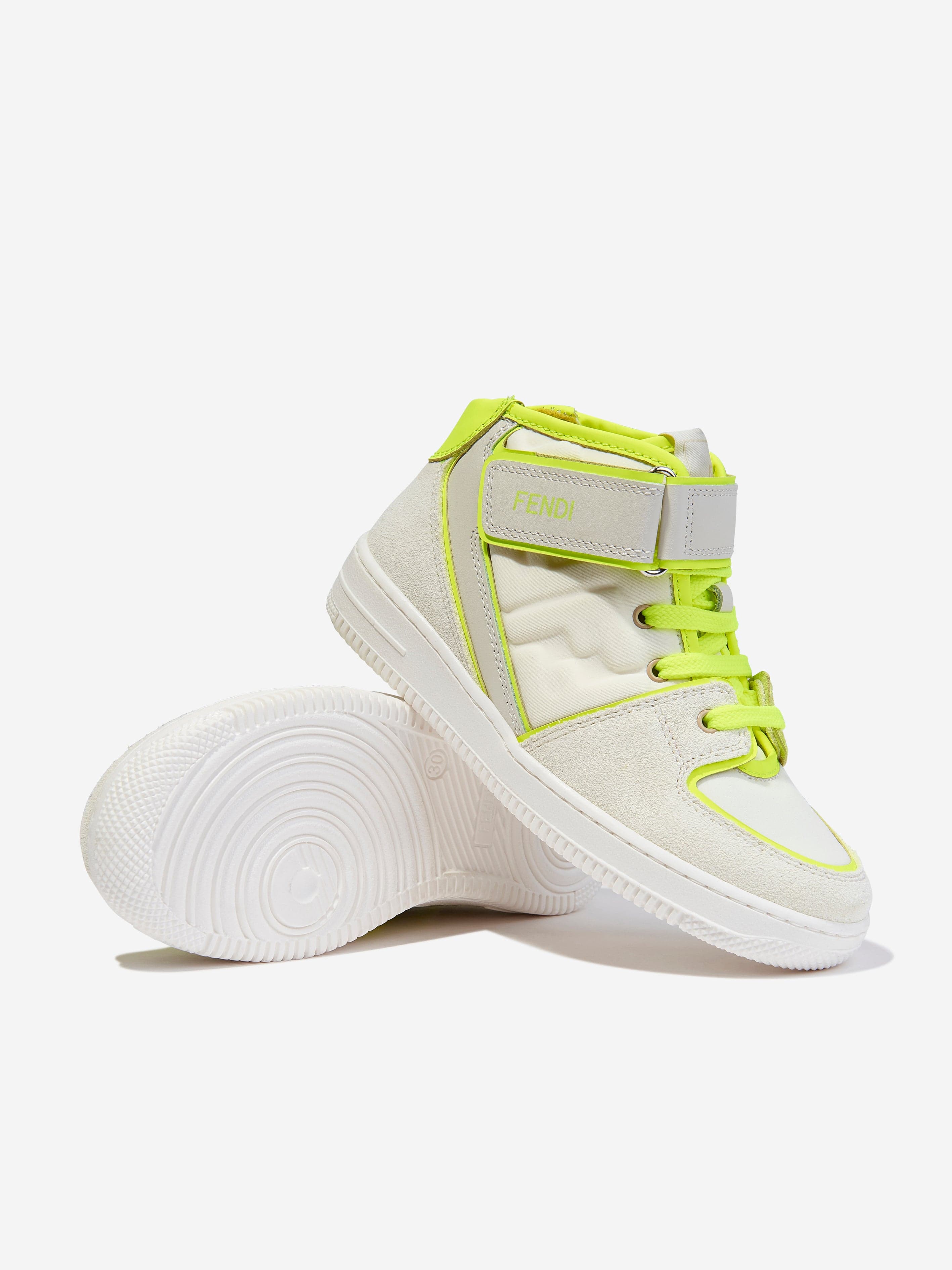 Kids Leather Logo Trainers in Ivory Childsplay Clothing