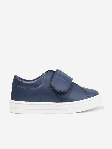 Fendi Kids Leather Logo Trainers in Navy Childsplay Clothing